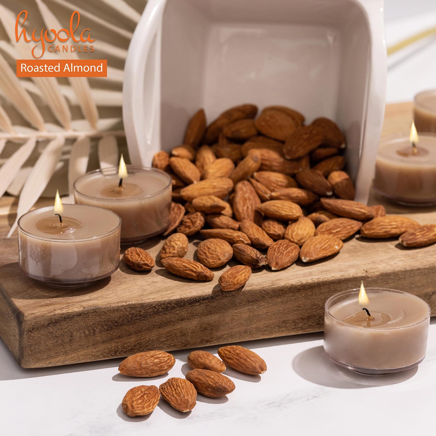 HYOOLA Scented Tealight Candles - Clear Cup - Roasted Almonds Tealight Candles Scented - 6 Hour Burn Time - 15 Pack - European Made