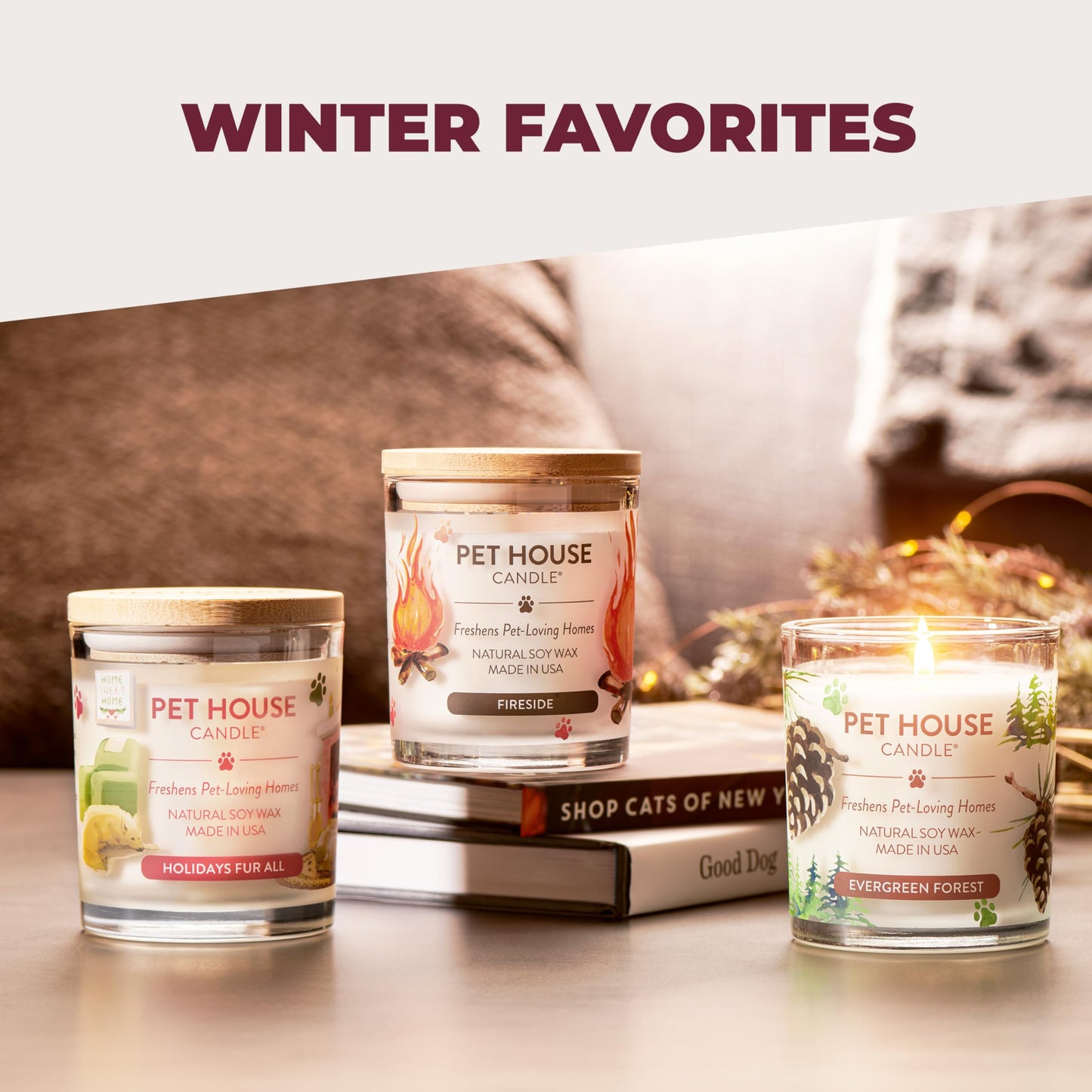 One Fur All Pet Friendly Candle 2 Pack - Plant-Based, Soy Candles, Clean Burning, Long Lasting Pet Air Freshener for Home, 2 Pack, Falling Leaves and Autumn Harvest