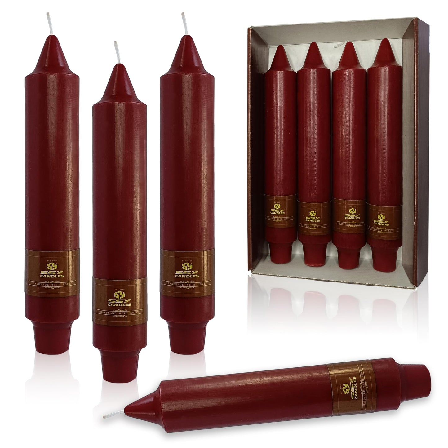 RedTaper Candle Smokeless Candles Red Candlesticks 7 INCH Short Candle Sticks Unscented Candles Odorless Candle for Dinner Home Décor Weddings Festive Seasons Holiday