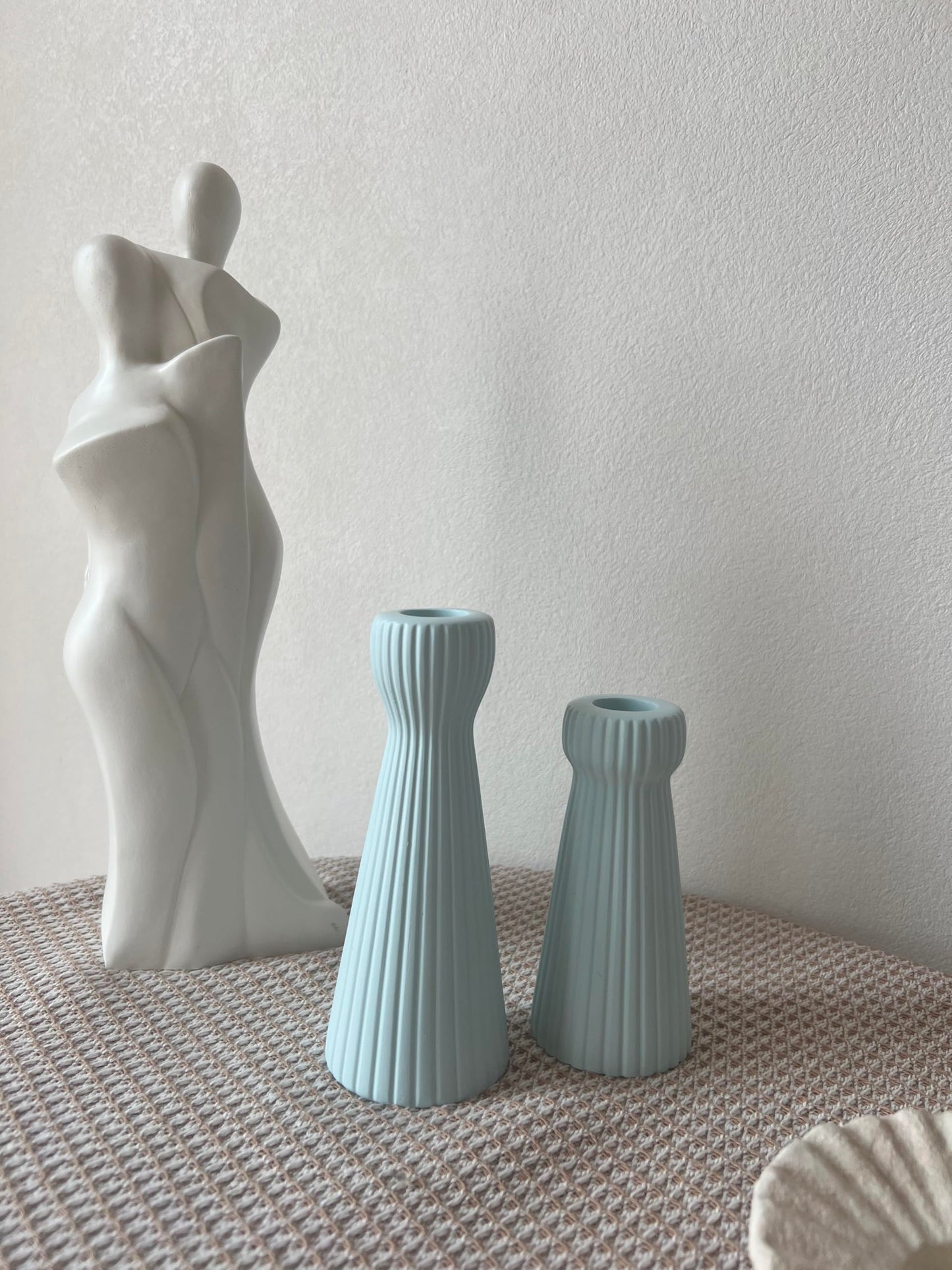 SCBLOOM Taper Candle Holders for Candlesticks Ceramic Candle Stick Candle Holder- Set of 2 Decorative Candle Stand for Wedding Decor,Dinner Party and Table Centerpieces,Housewarming Gift Blue
