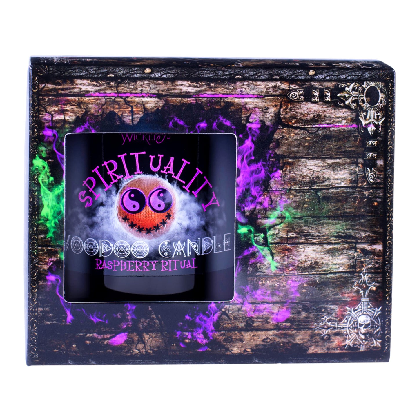 Naturally Wicked Voodoo Spirituality Candle Set - Inc. Voodoo Doll, Crystal, Wood Wick, Raspberry Ritual Scent & Gift Box