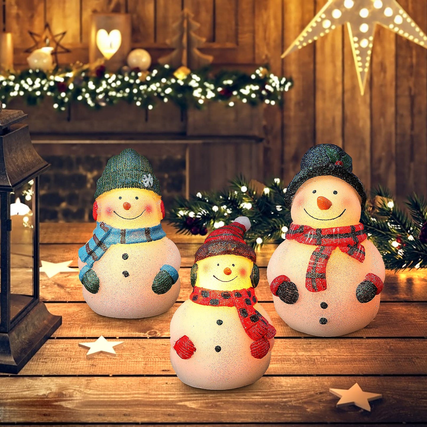 Crystal Club Christmas Flameless Candles, Set of 3 Santa Snowman Real Wax Candles, Battery Operated LED Candles with Remote and Timer for Christmas Tree, Holiday Home Décor (Red)