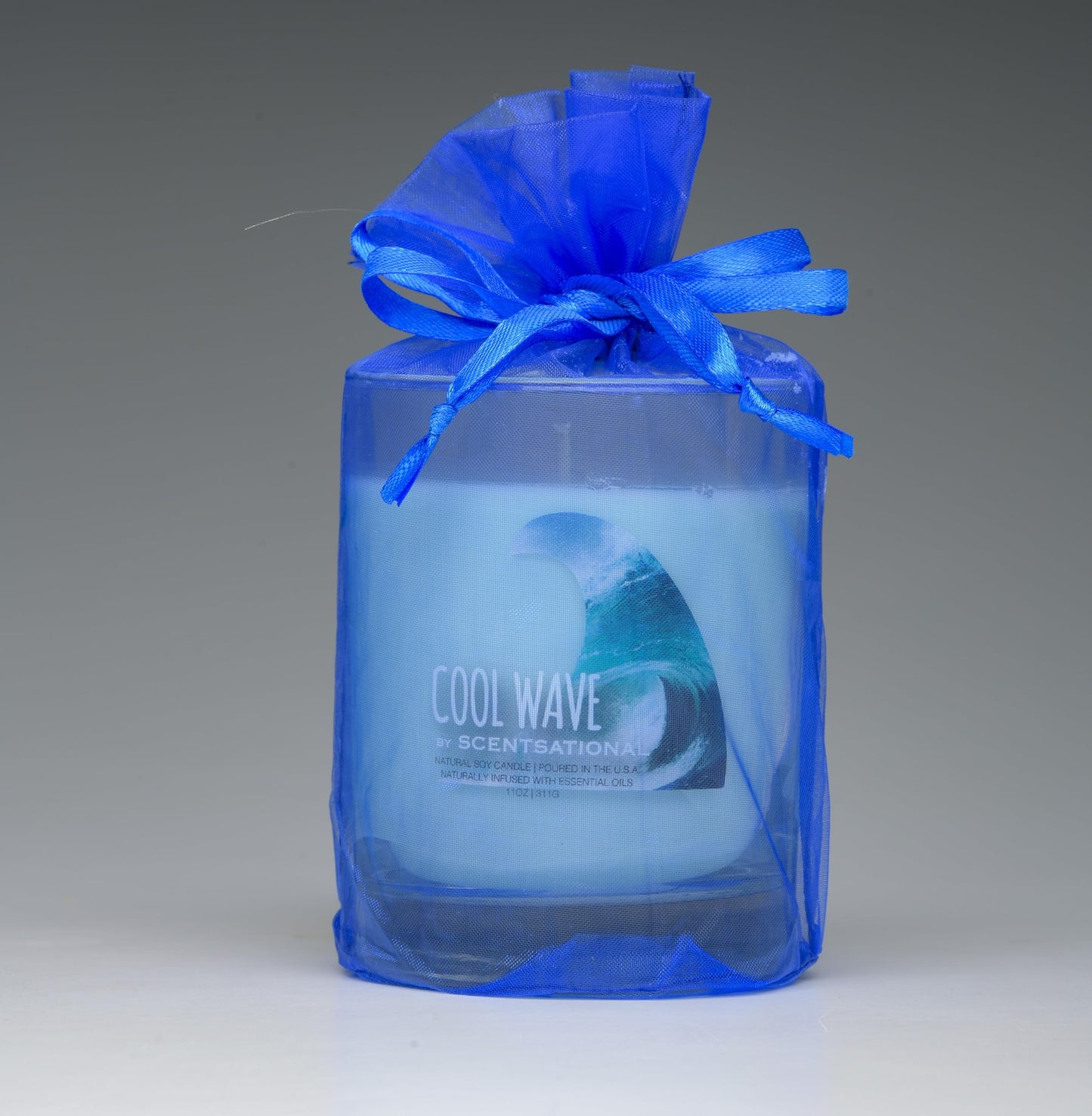 Scentsational Cool Wave Natural Candle, 11 oz Glass Jar, Essential Oil Infused, Gift Wrapped