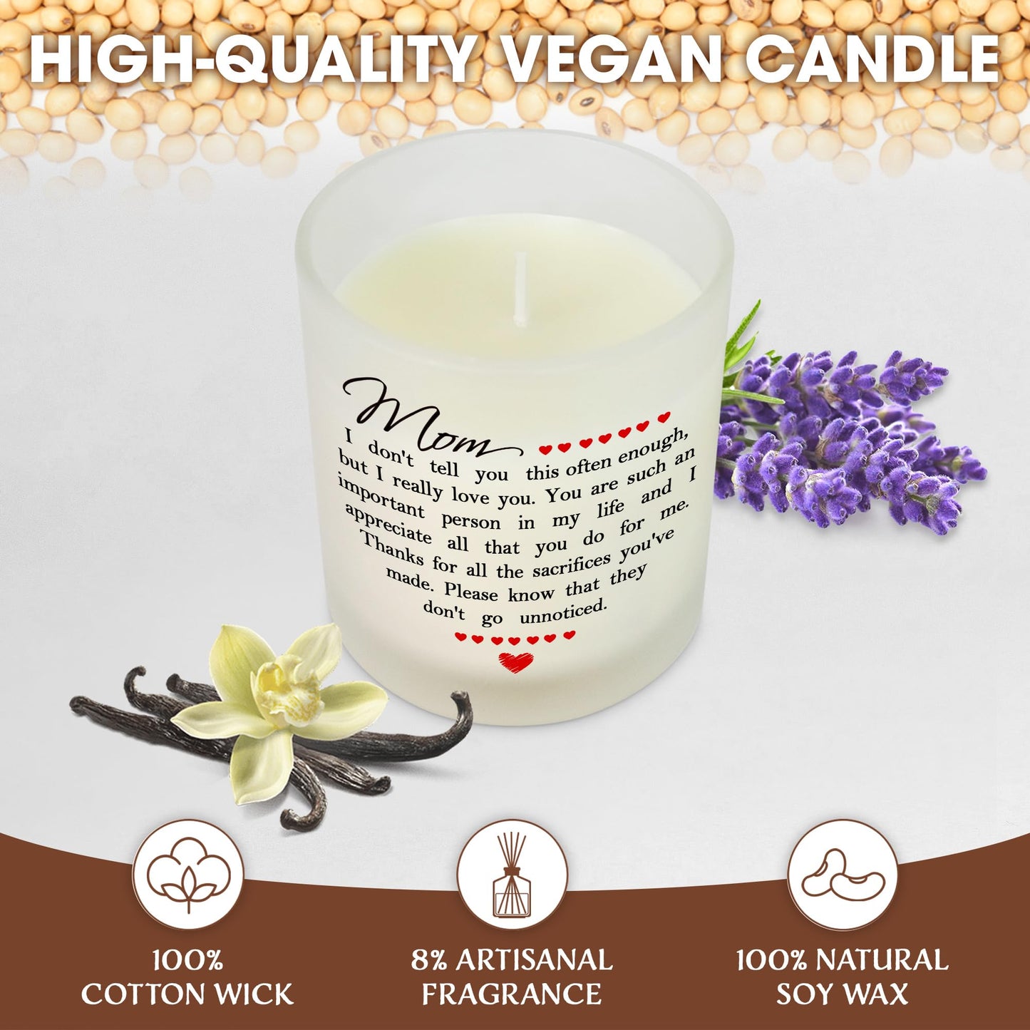 TEEZWONDER Birthday Gifts for Mom - Long Lasting Vanilla Lavender Candle 10 oz - Mothers Day Gifts from Daughter Son, Mother Gift Ideas, Gift for Mama Mother in Law, Candles for Women