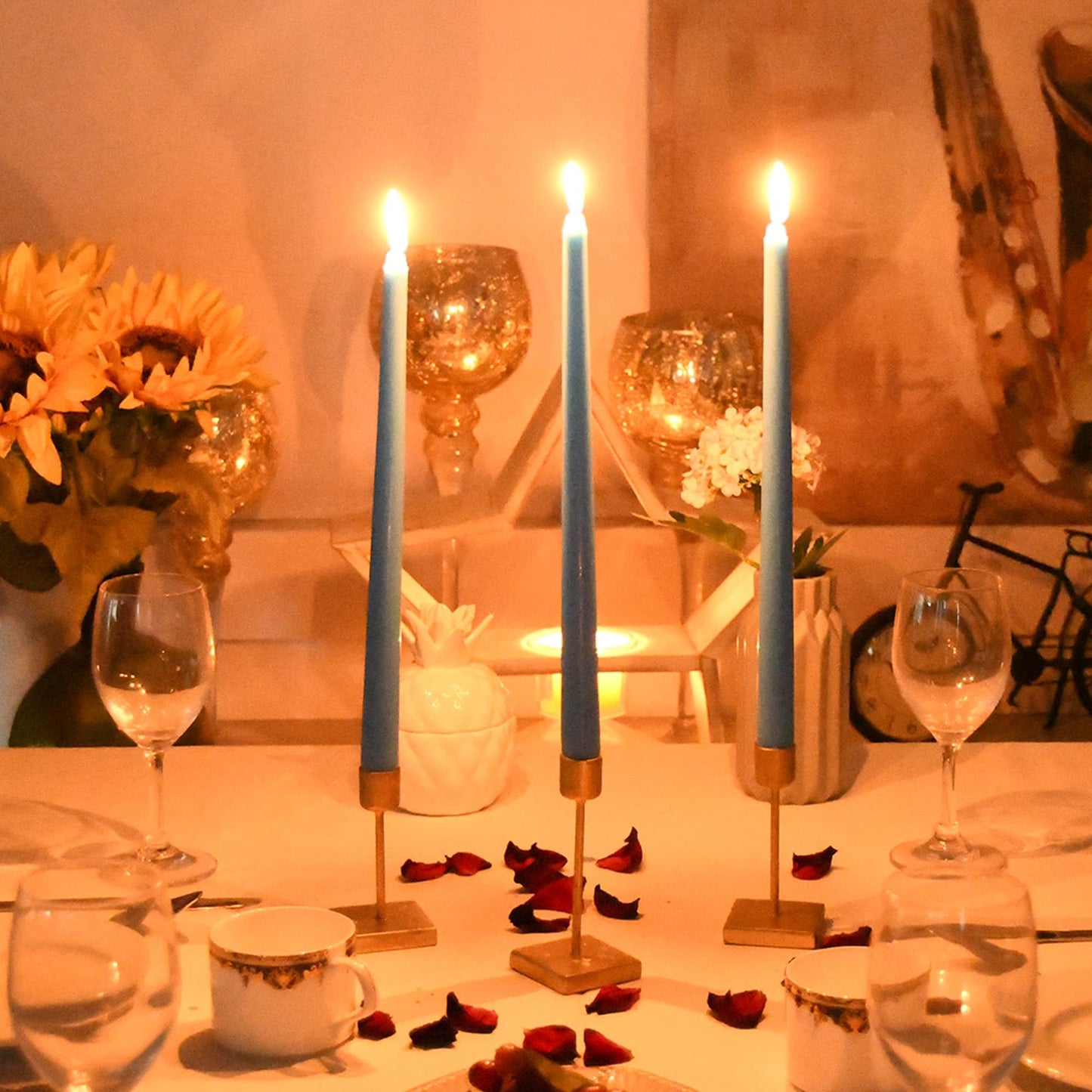 Zest Candle 12-Piece Taper Candles, 12-Inch, Light Blue