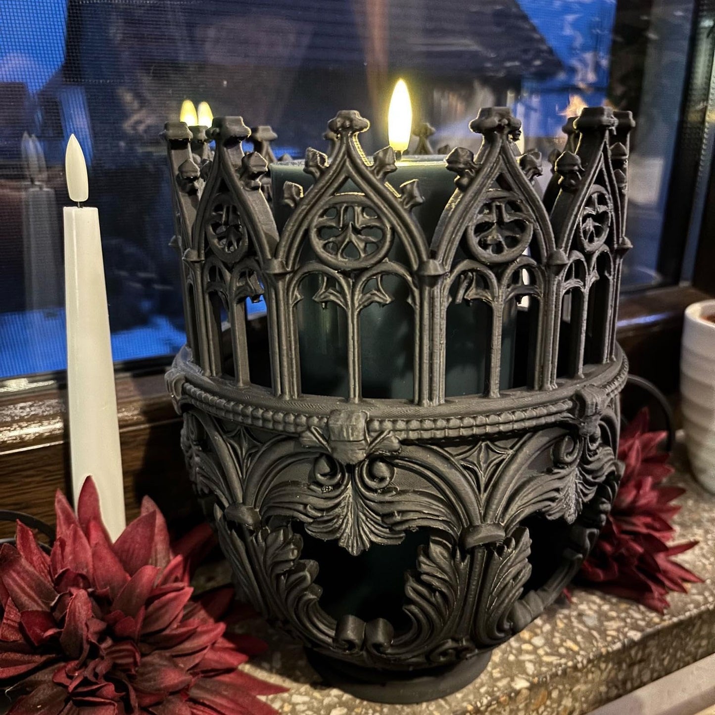 Pillar Candle Holders - Cathedral Design Decor,Candlestick Holder | for Home Dinner Room Fireplace Mantel Farmhouse Wedding