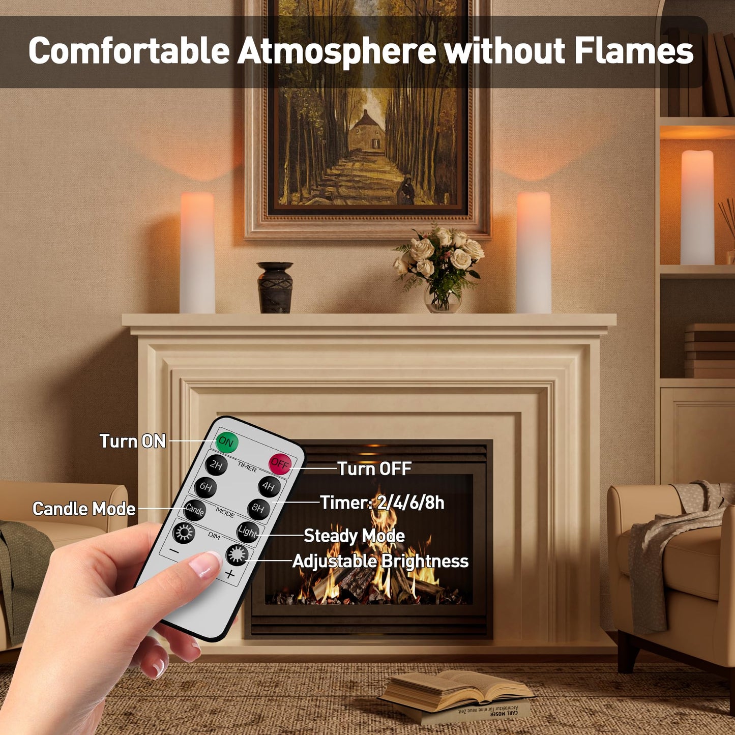 14"×4" Large Outdoor Candles with Timer Waterproof LED Flameless Pillar Candles Battery Operated with Remote Flicking Plastic for Home Decoration Porch Patio Wedding Fireplace Lantern, White 2Pcs