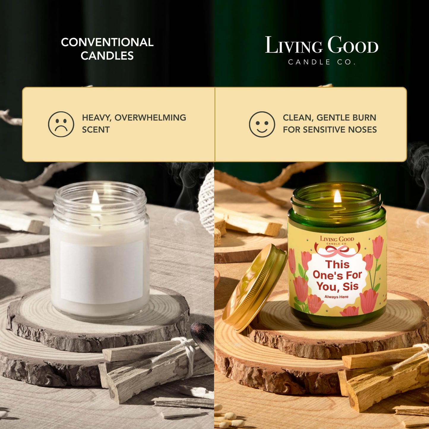 Personalized Message Pure Beeswax Candle for Her & Him - 3 Scent Choices: Palo Santo - Coastal Breeze - Tranquility - Non-Toxic & Pet Friendly - Gift for Wife Girlfriend Mom Dad - 5.5 OZ