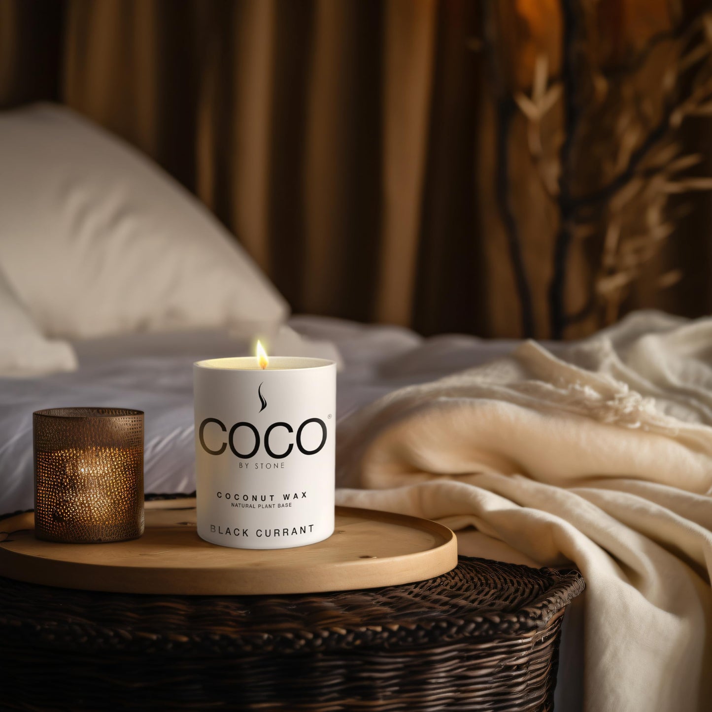 COCO by Stone 11oz Candle, Coconut Apricot Wax Candle for Home (Black Currant) Home Fragrance Products, 1 Wick Candle, Enhance Indoor Aroma, Vegan & Cruelty-Free, Clean Burning and Hand Poured Candle