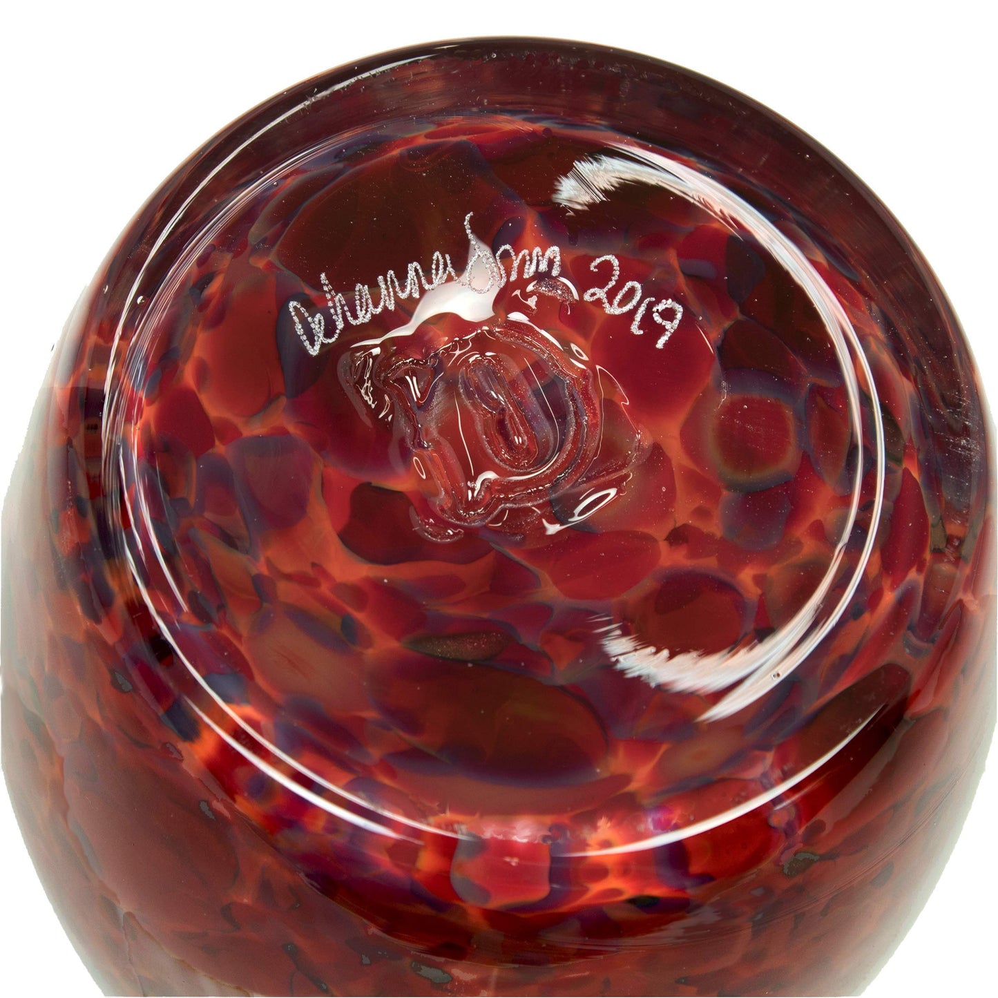 Totally Blown Glassworks Votive Candle Holder, Tea-Light, Handmade Blown Glass, Accent Vase, Centerpiece, Home Decor, Artist Dehanna Jones, Seattle, WA. (Red-Red Wine)