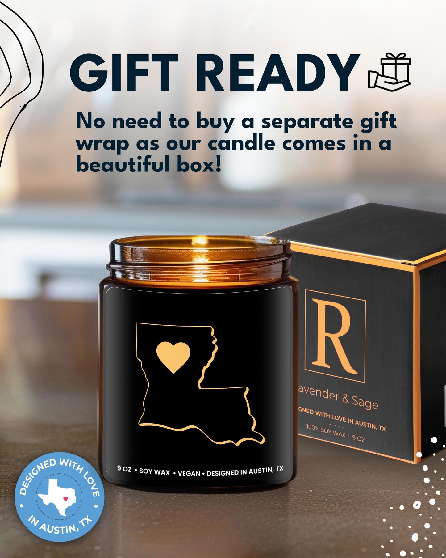 Louisiana Candle, Unique Louisiana Themed Gifts for Men and Women, Best State Souvenir Gifts for Moving Away, Thoughtful Home Sick Presents, Ideal for Birthday, Christmas, Graduation, Gift Ready