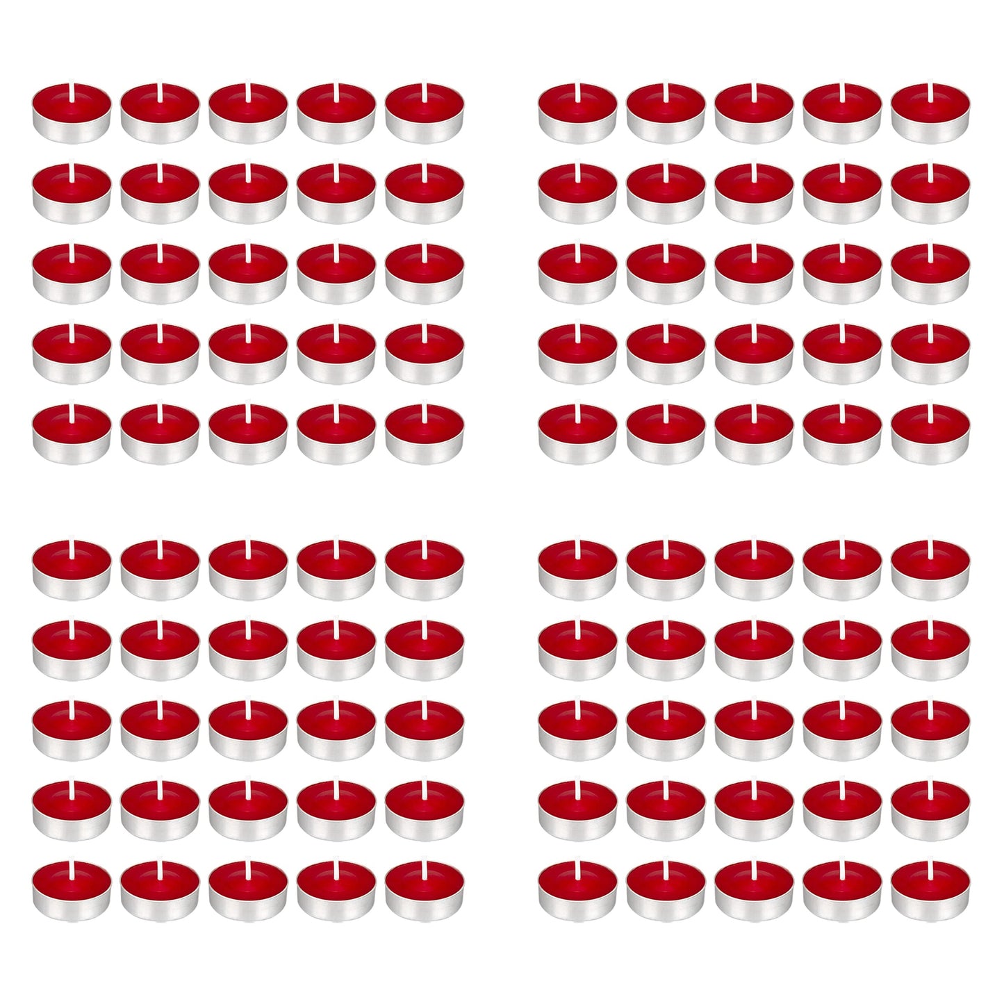 Mega Candles 100 pcs Unscented Red Tea Lights Candles, Pressed Wax Candle 3.5 Hour Burn Time, Home Décor, Wedding Receptions, Occasions, Festivities, Events, Meditations, Spa, Prayers, Vigil