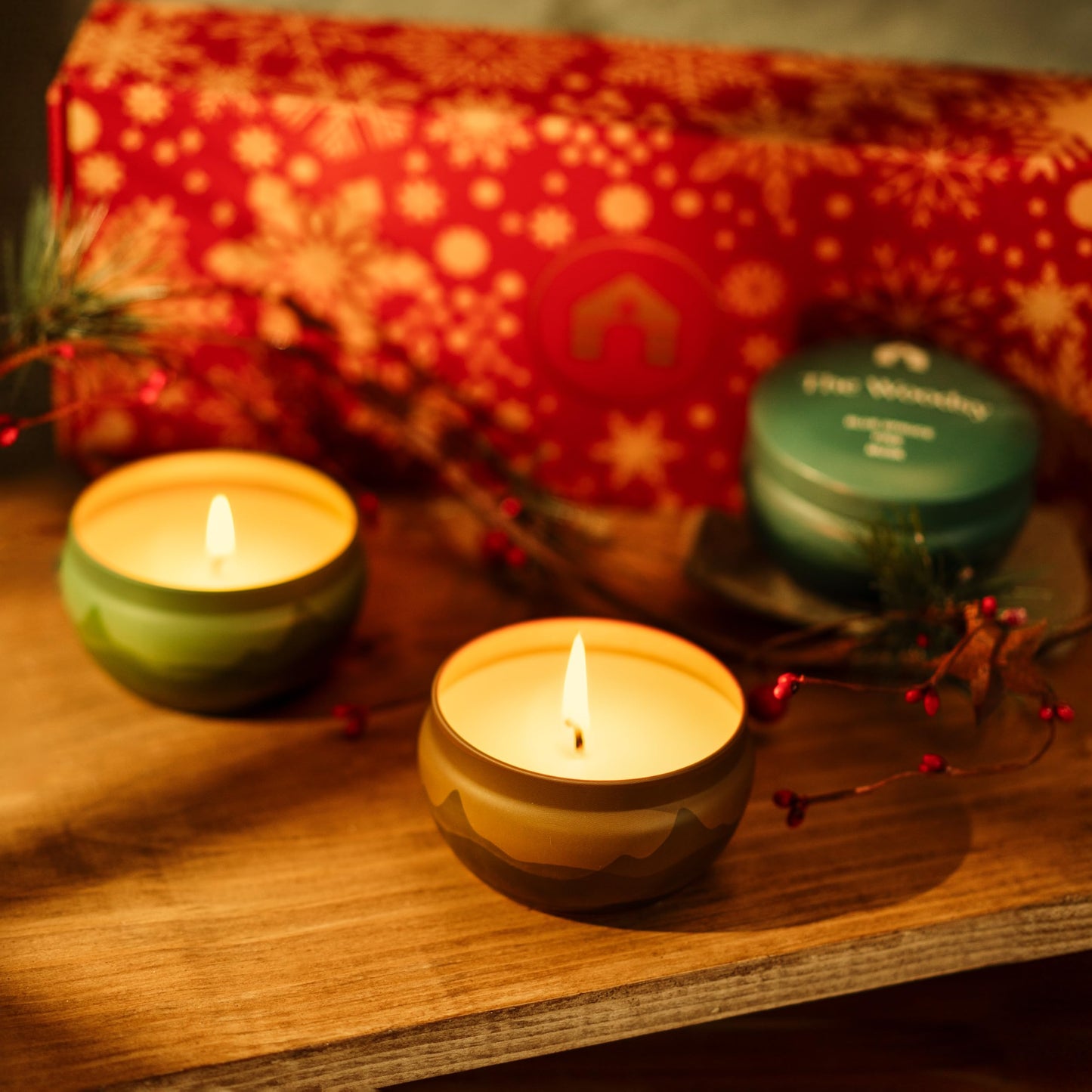 Bluecorn Aromática Holiday Candle Gift Set, 3 Tins Pumpkin, Ponderosa Pine & The Woodsy, Vegan Coconut Wax, Clean Burning & Long Lasting Candles, Candle Set, American Made, 3 Ct, 8 Oz Each