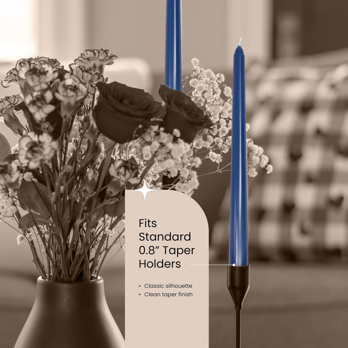 Leor & Lair Blue Taper Candles - 12 Pack 10" Blue Candlesticks - Unscented Long Burning Candle Sticks for Winter, July 4th Decoration, Dinner, Hanukkah, Weddings, Restaurants & Events