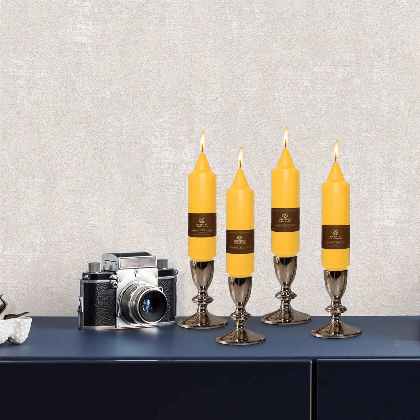 Summer Taper Candle Beeswax Candlesticks,Gedengni 4pcs Short Candle Stick 5 inch Tapered Candles Small Twisty Candlesticks for Home Décor Weddings Housewarming Dinner(7D4PC-Beeswax)