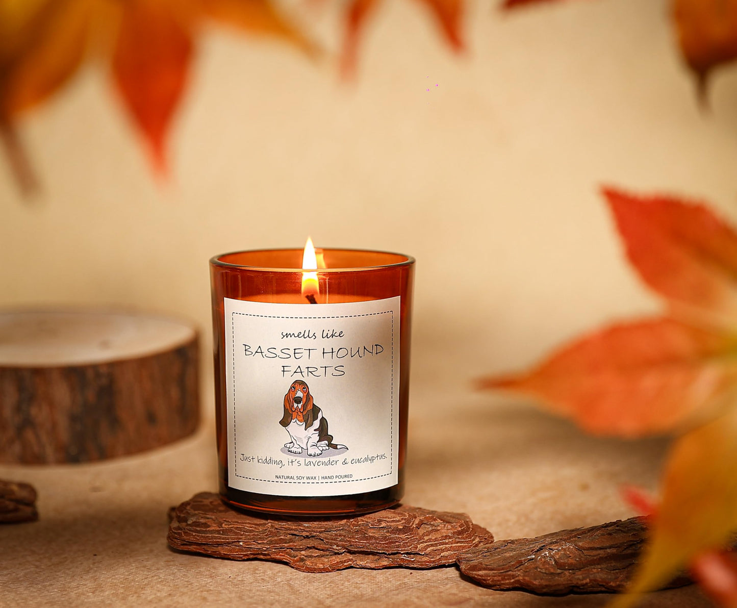 Basset Hound Gifts, Basset Hound Decor, Dog Mom Gifts, Dog Farts Candle - Lavender & Eucalyptus, Crafted by Natural Soy Wax & Natural Essential Oils