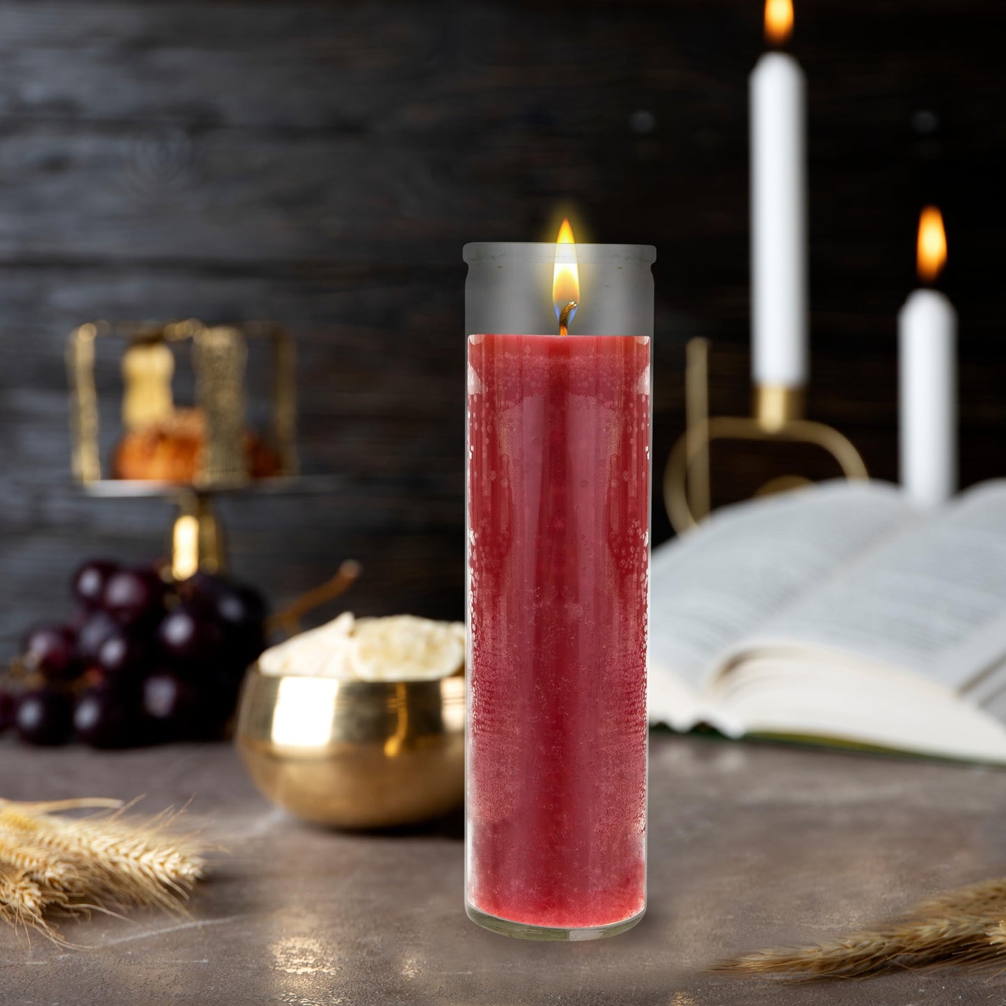 Mega Candles 6 pcs Unscented Red 7 Day Glass Container Devotional Prayer Candles, Premium Wax Candle 2 Inch x 8 Inch, Sanctuary, Vigils, Prayers, Blessings, Religious, Memorials, Remembrance
