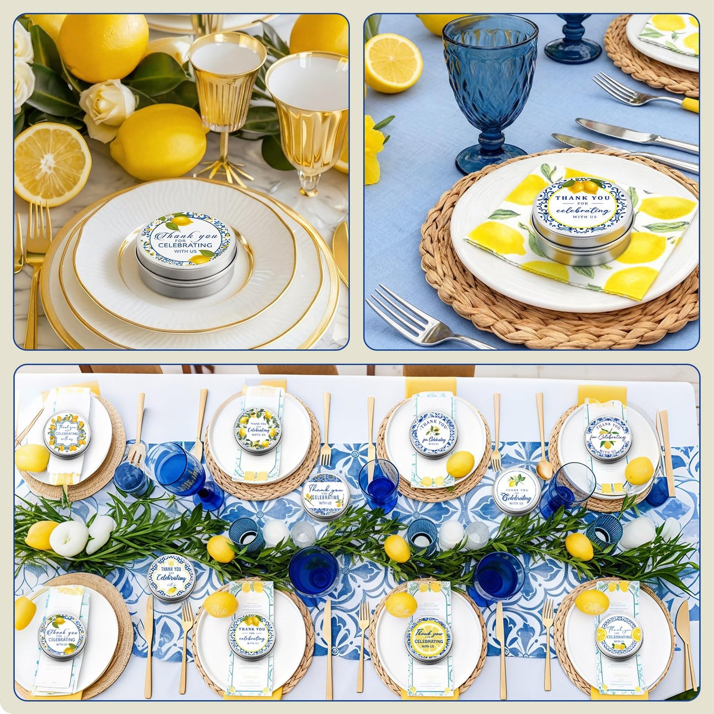 Treela 24 Pcs Capri Lemon Candles Favors Italian Lemon Scented Candle Tins with Lids Amalfi Coast Gifts for Mediterranean Wedding Bridal Baby Shower Party Favors Decorations