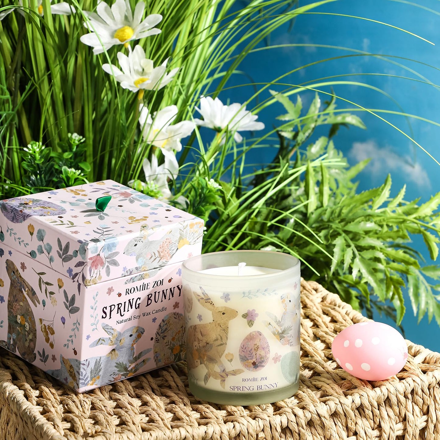 ROMIIE ZOI Easter Scented Candle - 6oz Soy Wax Candle, Fancy Bunny, Infused with Garden Bunny Aroma