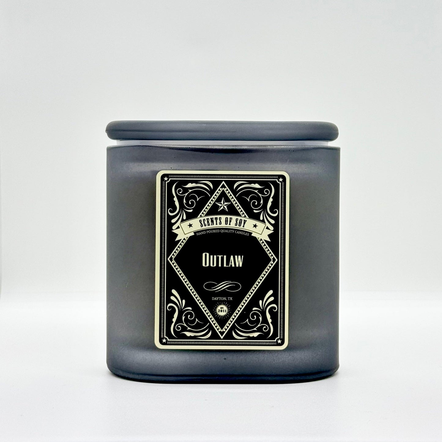 Outlaw Black Oval Glass Soy Candle