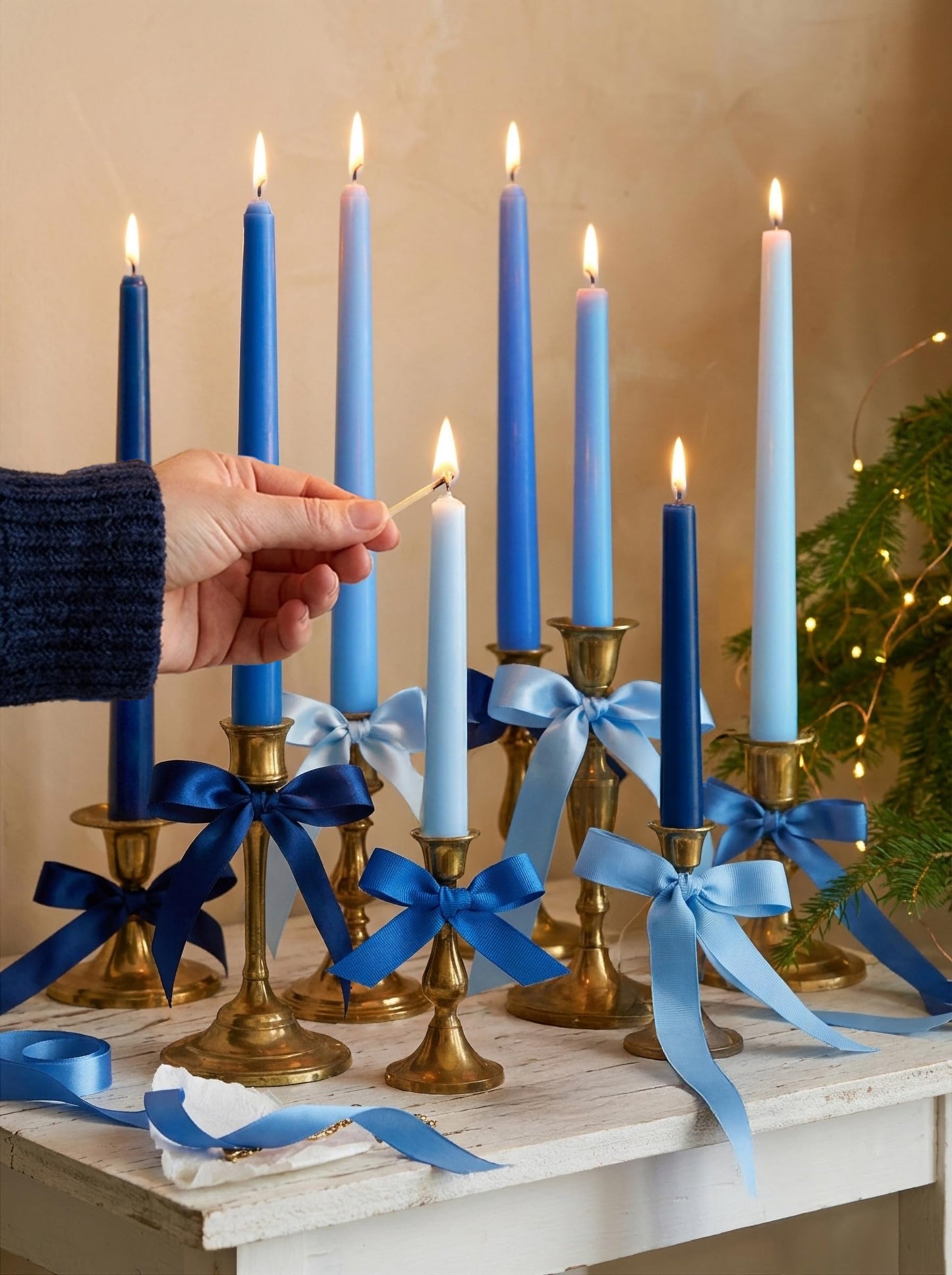 Homeology 10" Classic Taper Candles, Blue Shades, 12-Pack, 7-8 Hours Long Burning, Unscented Tall Candlesticks