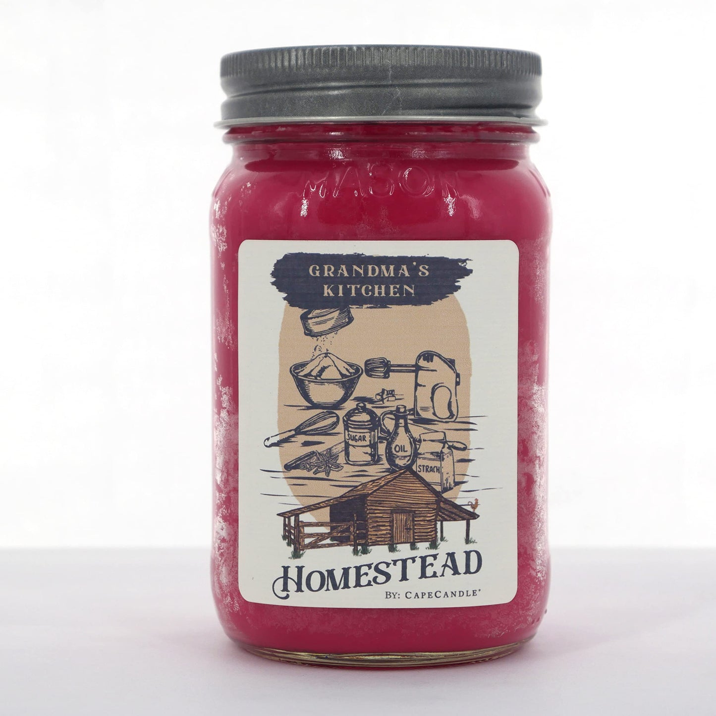 Cape Candle Homestead Soy Candle Wax, Grandma's Kitchen Scent | Fresh Lemongrass & Herbal Fragrance | Hand-Poured Mason Jar with Pewter Cap | Home Decor Ambiance Soy Wax Accessories | Mason Jar, 16 Oz