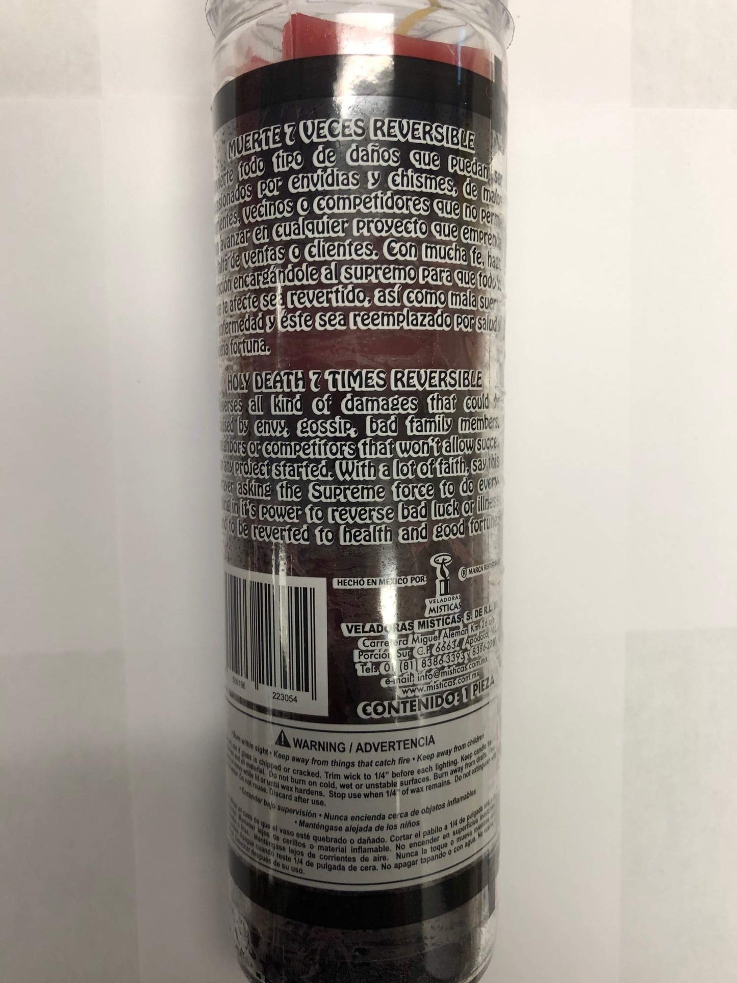 Holy Death 7 Color 7 Times Reversible (Santa Muerte 7 Veces Reversible) Pillar Prepared Scented Candle in Glass