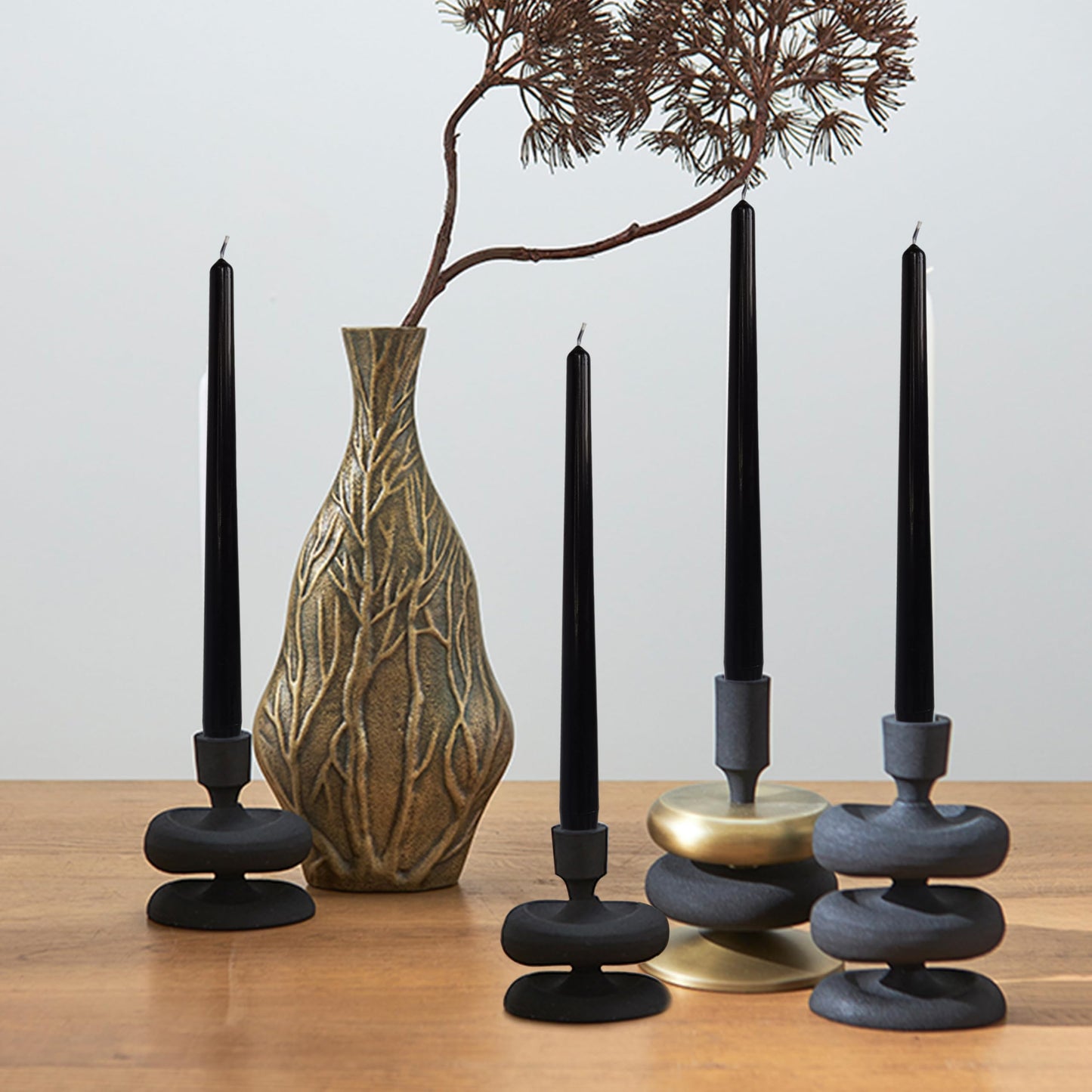 Dripless Unscented Black Taper Candles Smokeless Long Lasting Burn Elegant Tall 10 Inch Candlesticks for Home Décor Holiday Gift Dinner Party Formal Events