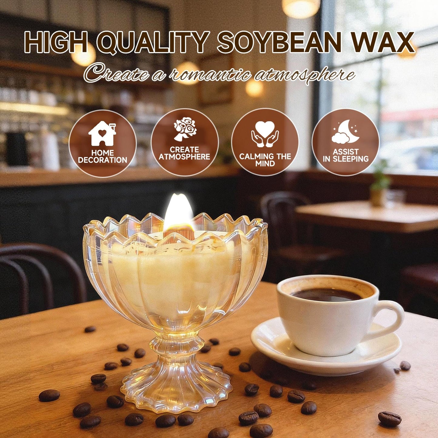 Joo Sko Jar Candy Bowl Shape Soy Wax Candle, Coffee Scented Aromatherapy Candles for Home Scented or As a Birthday/Holiday Candle Gift for Your Loved(7.05OZ/48Hours Burning)