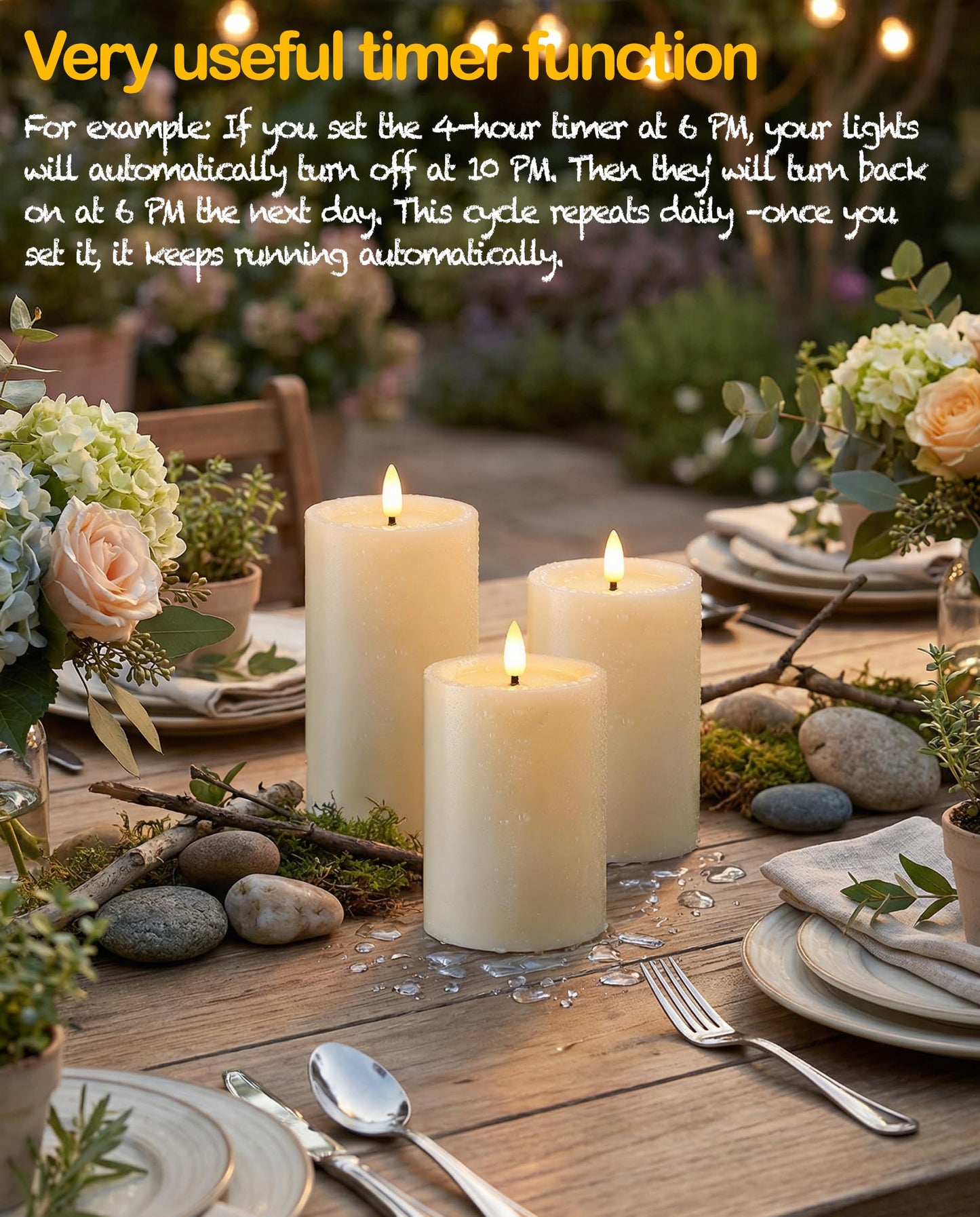 Gmnee 3"x6" Outdoor Waterproof Flameless Candles with Remote and Timers, LED Candles, Battery Operated Candles, Electric Fake Pillar Candles for Patio Porch, and Lanterns Decor (Ivory, Plastic)