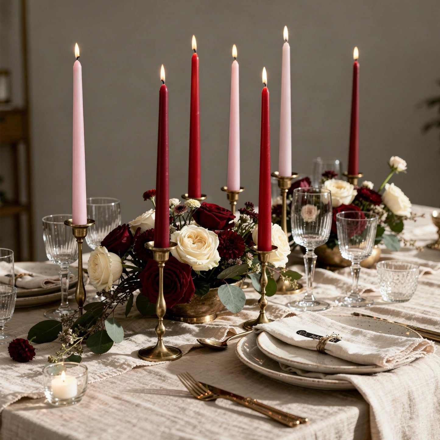 Viyffo Taper Candles 10 Inch Red 12 Pack Unscented, Smokeless Long Tall Tapered Candlesticks Wedding Home Decor Dinner Natural Color Series