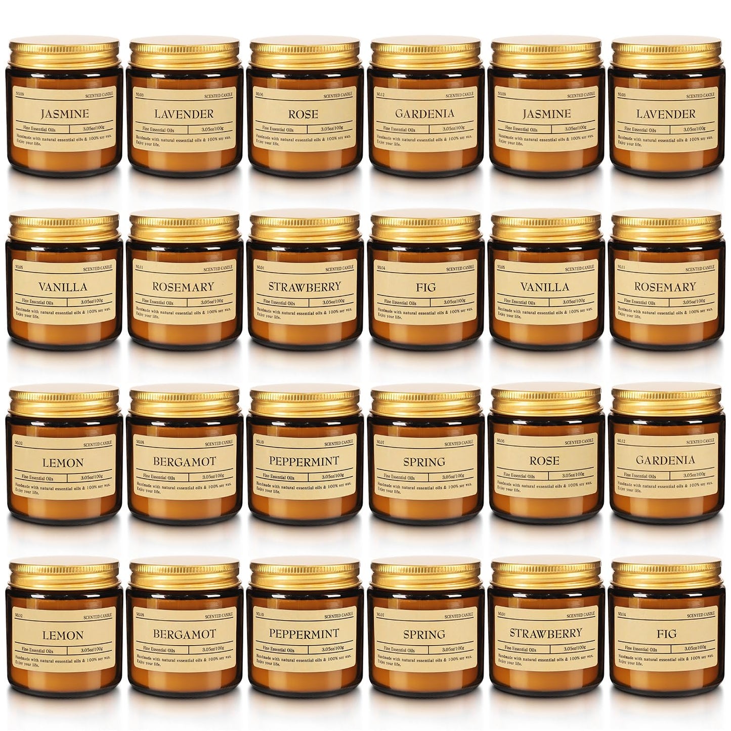 Scented Candle Set 24 Pack, Candle for Home Scented, Odor Eliminating, Stress Relief, Long Lasting Soy Wax Gift Set