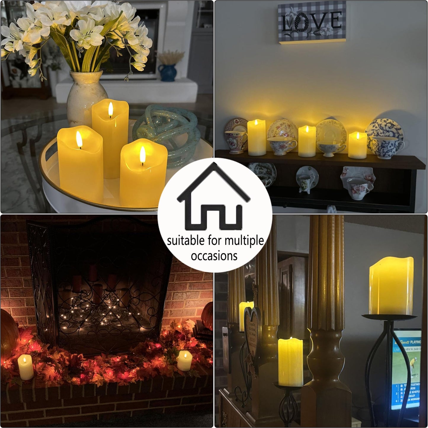 VIEWELLD Flickering Flameless Candles with Remote and Timer, Realistic LED Candles, Battery Operated Candles for Christmas Home Wedding Birthday Decoration, Real Wax Set of 3(Ivory White)