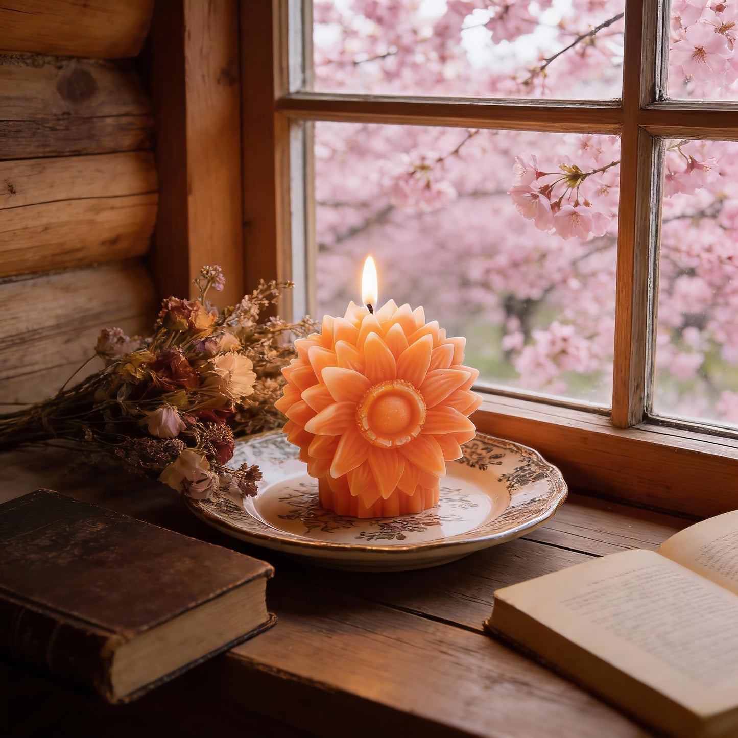 Sunflower Shaped Scented Candle,130G Handmade Clusters Aesthetic Soy Wax Aroma Decorative Candle for Table Photo Prop Valentine's Day Wedding Birthday,Prefect for Meditation Stress