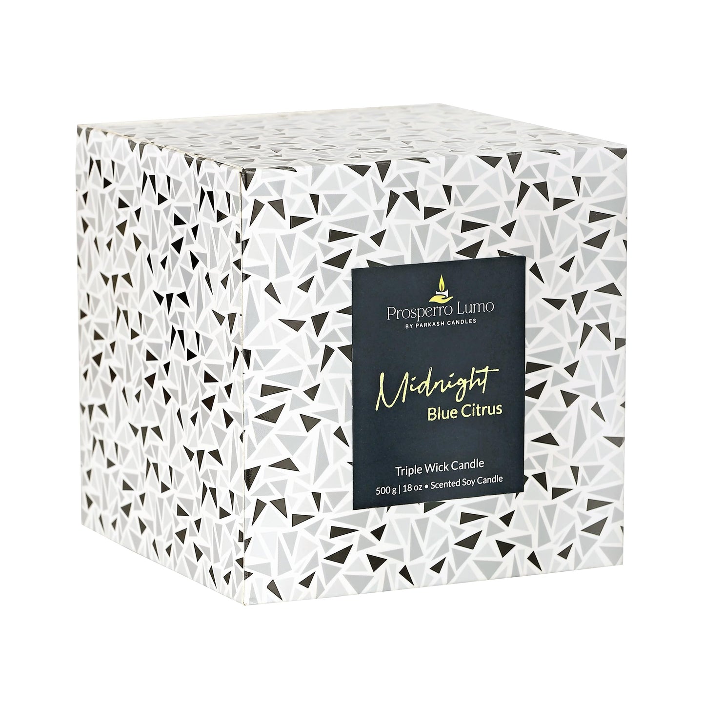 PROSPERRO LUMO by Parkash Candles Premium Scented Soy Wax Candle 500 gm 35-40 Hrs Luxury Aroma Therapy Triple Wick Votive Jar Candle | Scented Candles for Home Decor Gift Set (Midnight Blue Citrus)