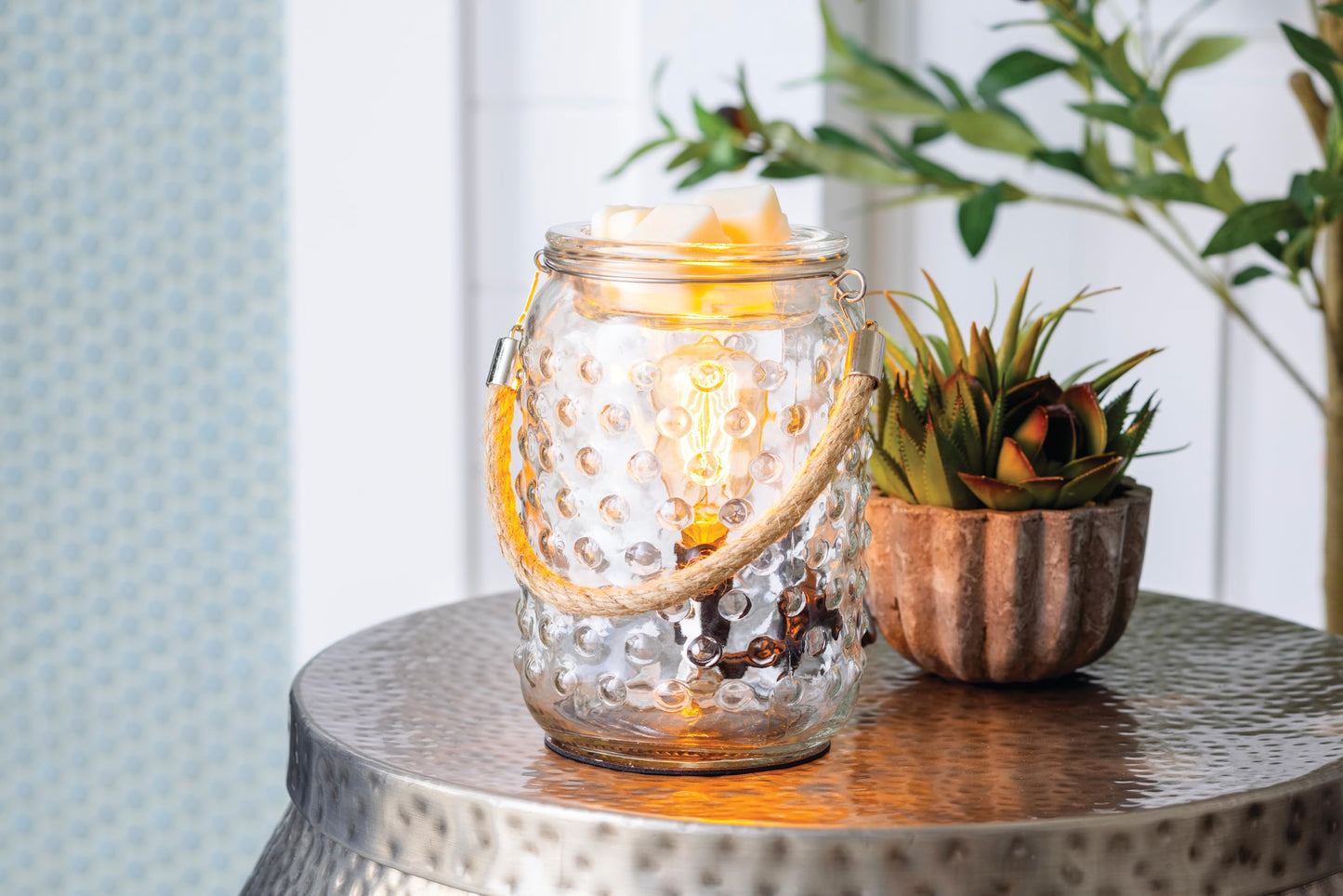 Candle Warmers ETC Hobnail & Rope Vintage Bulb Illumination Fragrance Warmer