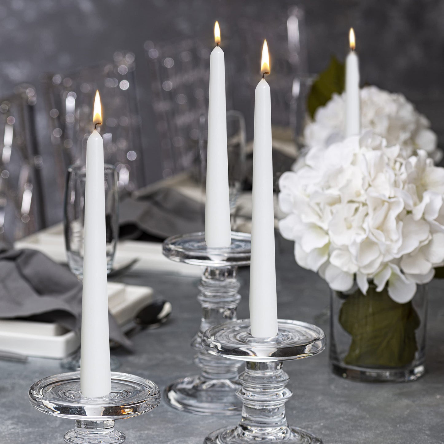 BOLSIUS White Taper Candles - 3 Packs = Total 90 Candles - 8 Hours - Premium European Quality - Consistent Smokeless Flame - Unscented Dripless Candlesticks