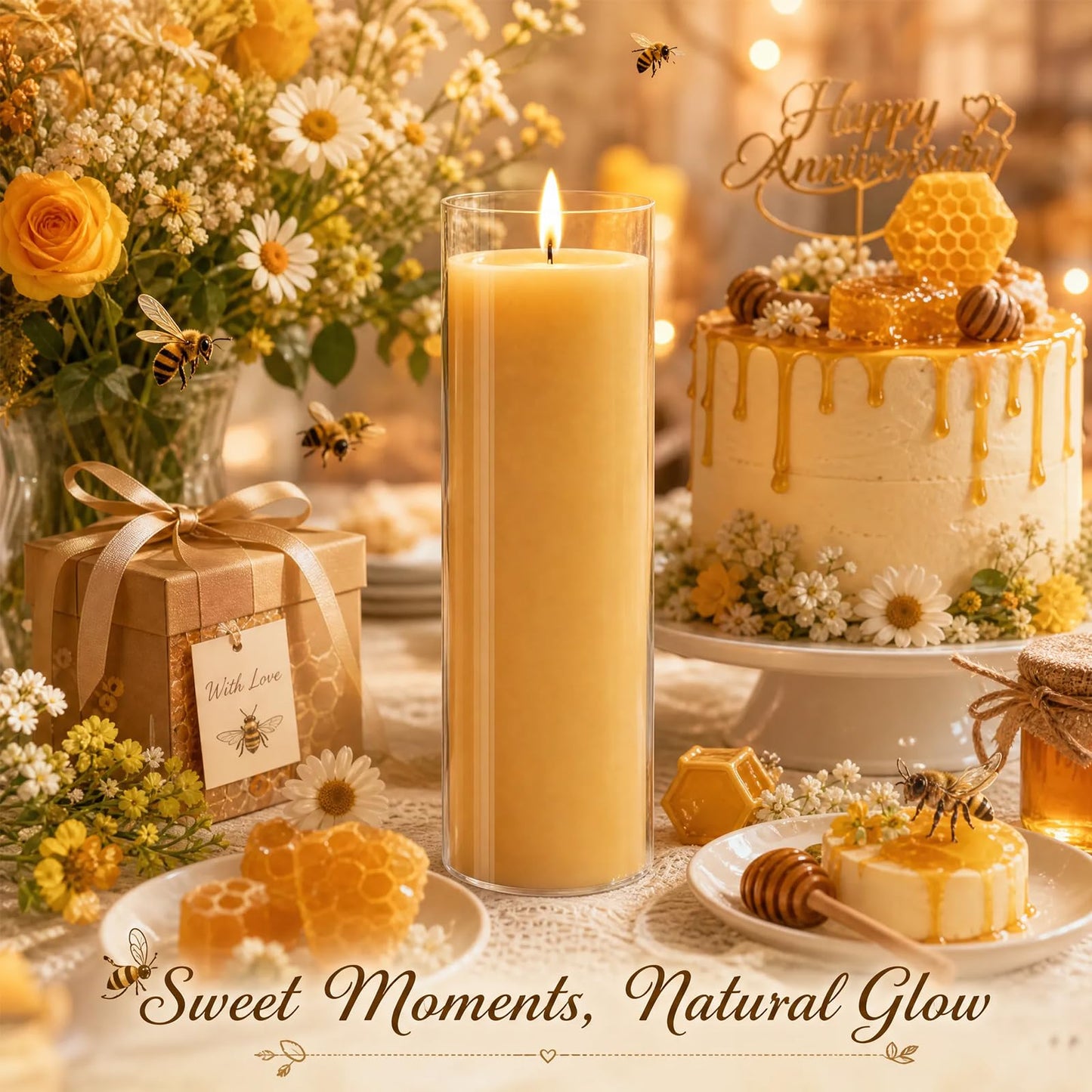 chaoxinge Pure Beeswax Prayer Candles 7 Day Devotional Candles in Glass-1Pack with 120 Hours Long Burn Time, Honey Fragrance Religious Candles Catholic for Memorials, Vigil, Church