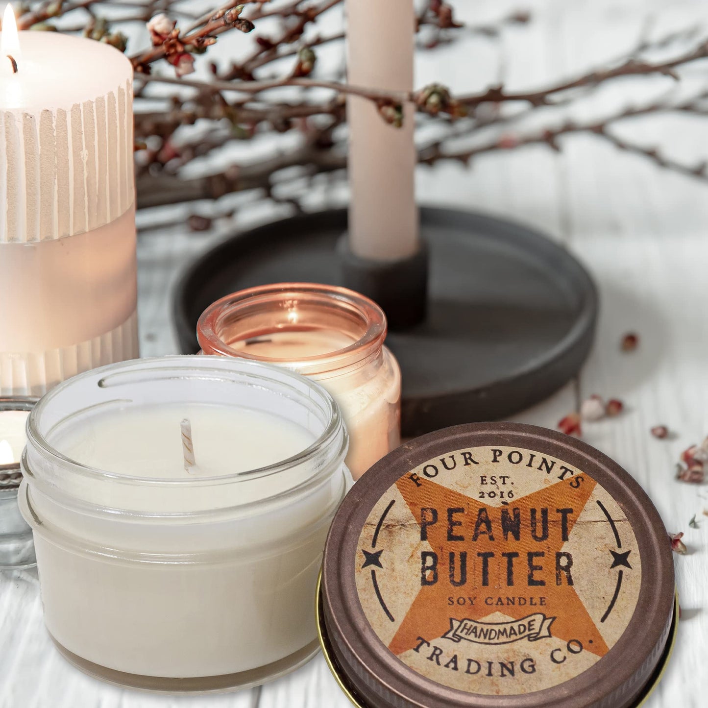 Peanut Butter Scented Candle, 4 Oz. Handcrafted Soy Wax Candles for Men & Women, Fragrant Aromatherapy Candle with Jar, Unique Room Scents, Relaxing Home Essentials for Mom, Daughter or Friend