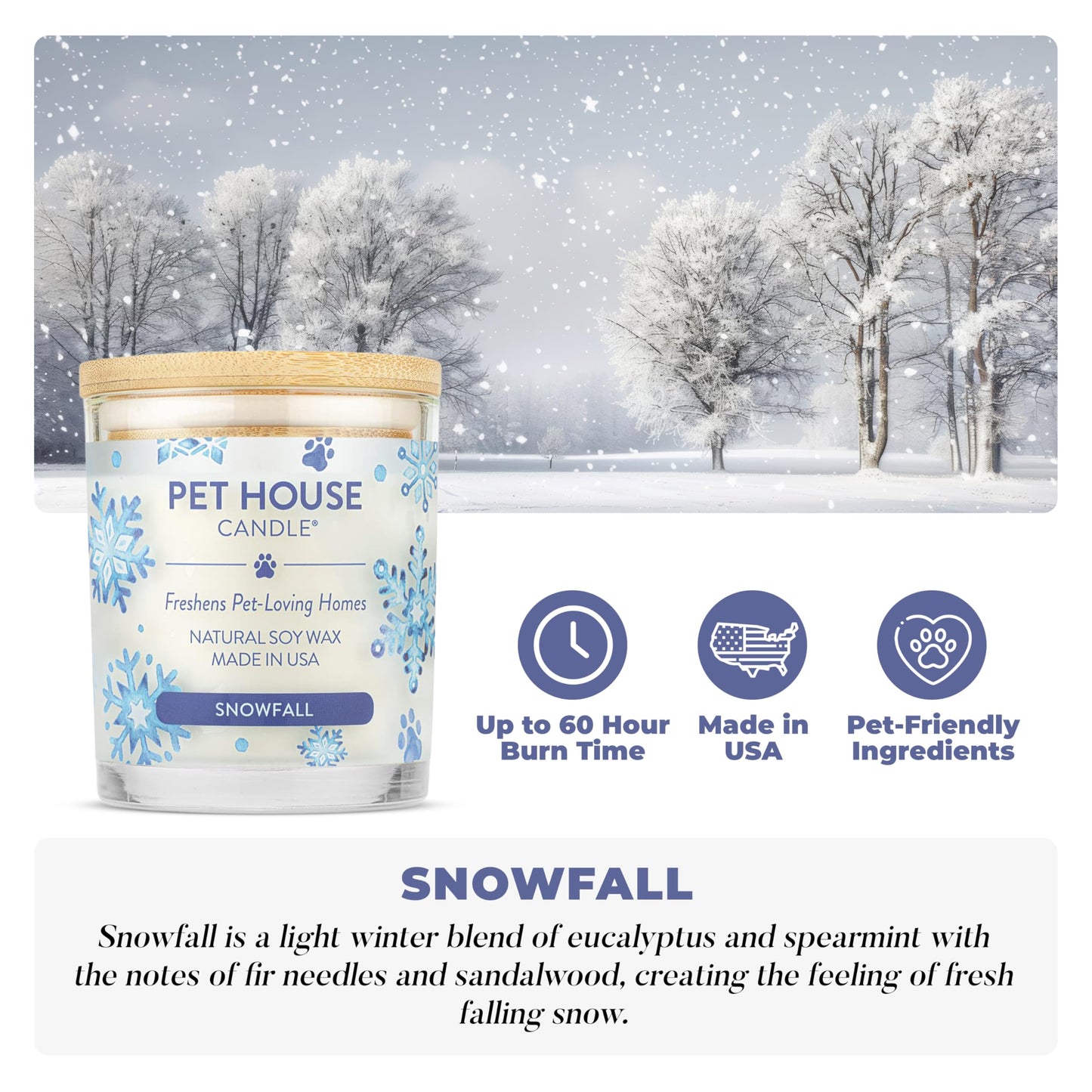 Pet House Candles Plant Based Cookie Scented Candle Clean Burning, Long Lasting for Home, Snowfall