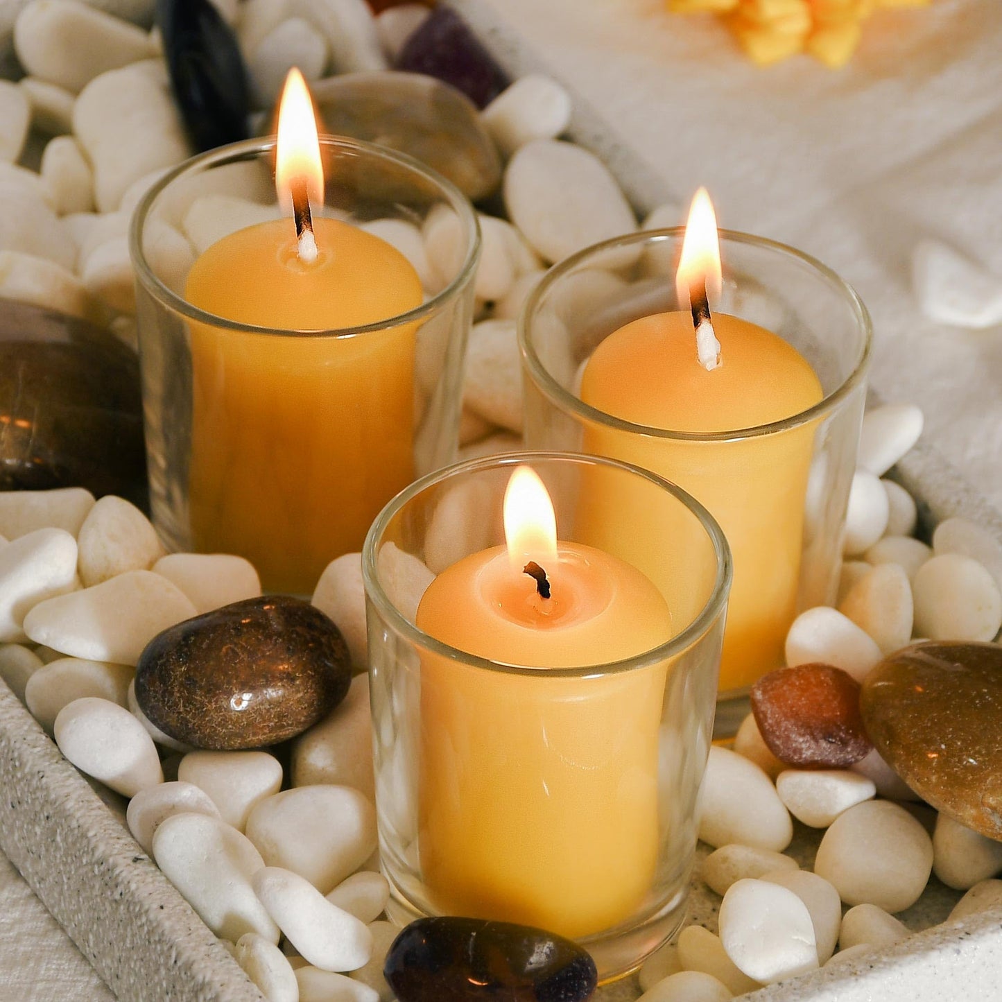 Pure Hand Poured 16-Pack 100% Natural Beeswax Candles Bulk, 9 Hours Long Burning, Unscented and Non-Toxic Candles for Prayers, Home Decoration, Spa, Christmas