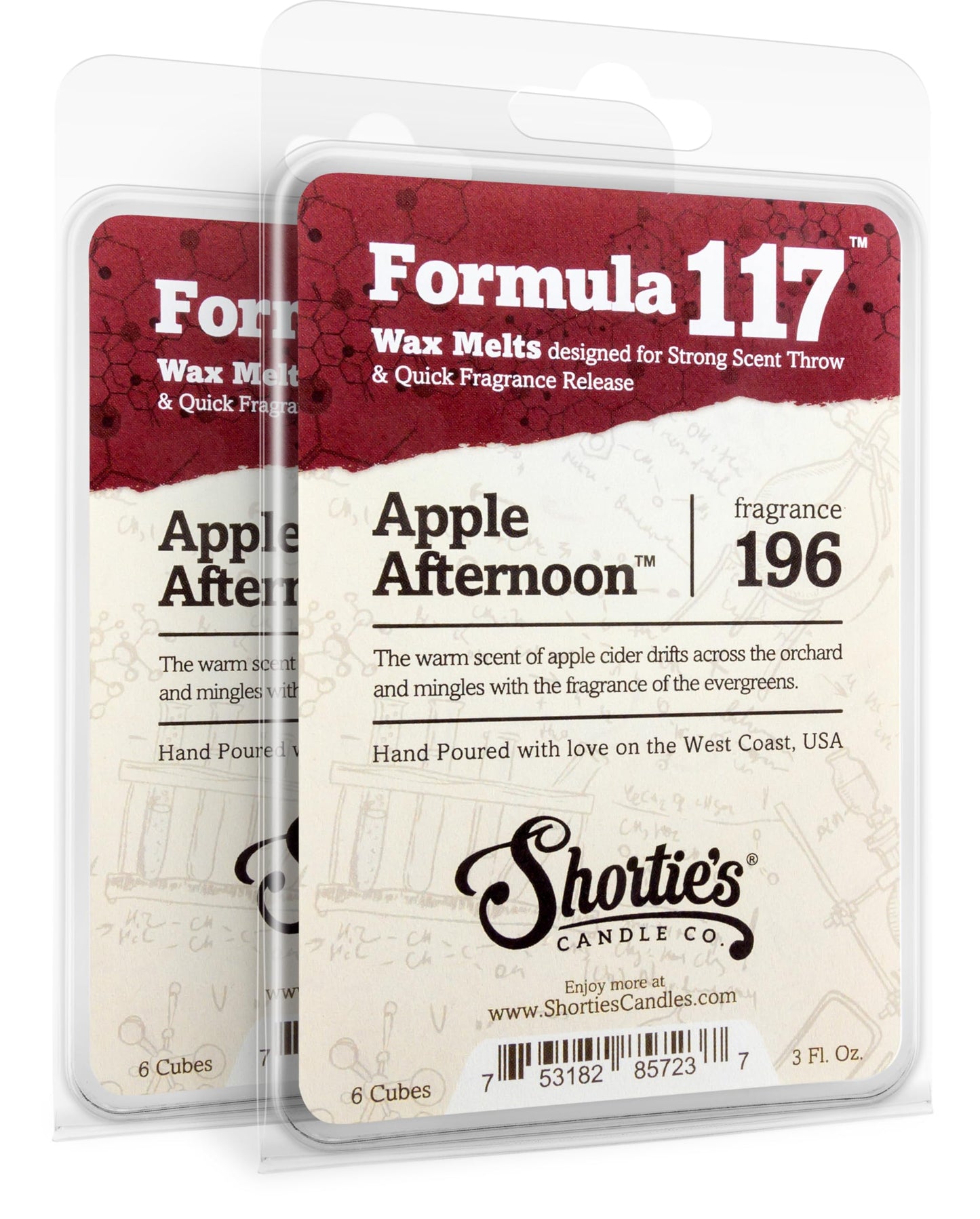Shortie's Candle Company Apple Afternoon™ Premium Wax Melts 2 Pack - 6 Oz., Strong & Long Lasting, Non-Toxic - Made with Essential & Natural Oils - Formula 117