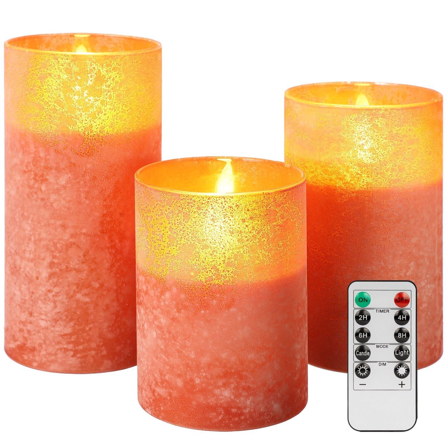 Mingfuxin Flameless Candles with Remote, Orange Candles Battery Operated with Timer, LED Candle for Mantel Bedroom Coffee Table Halloween Decorations