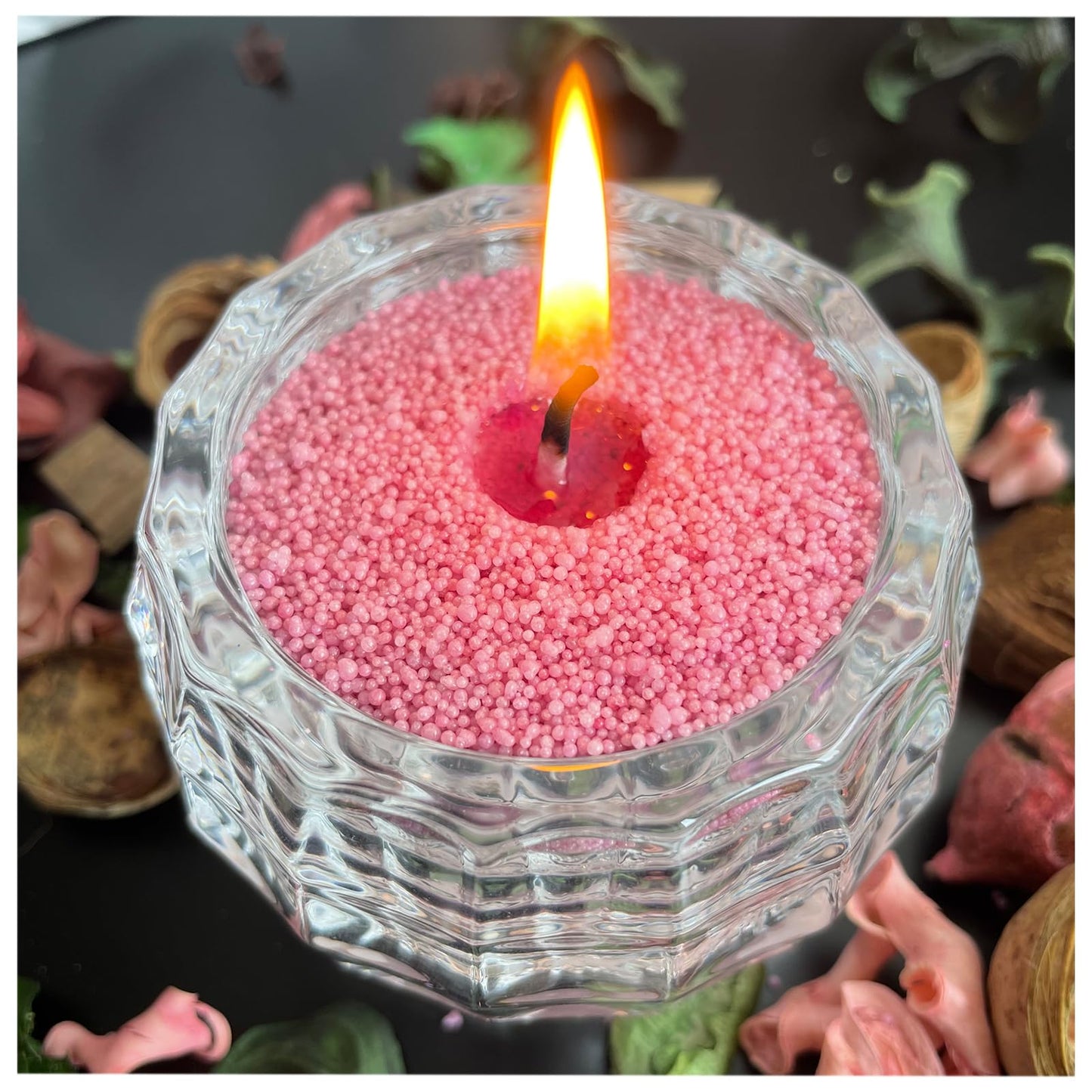 VITARIE Refillable Pearled Candle Sand 18oz, Unscented, 30 Cotton Wicks, 1.1lb Long Burning, Candle Making Kit, Rose Purple