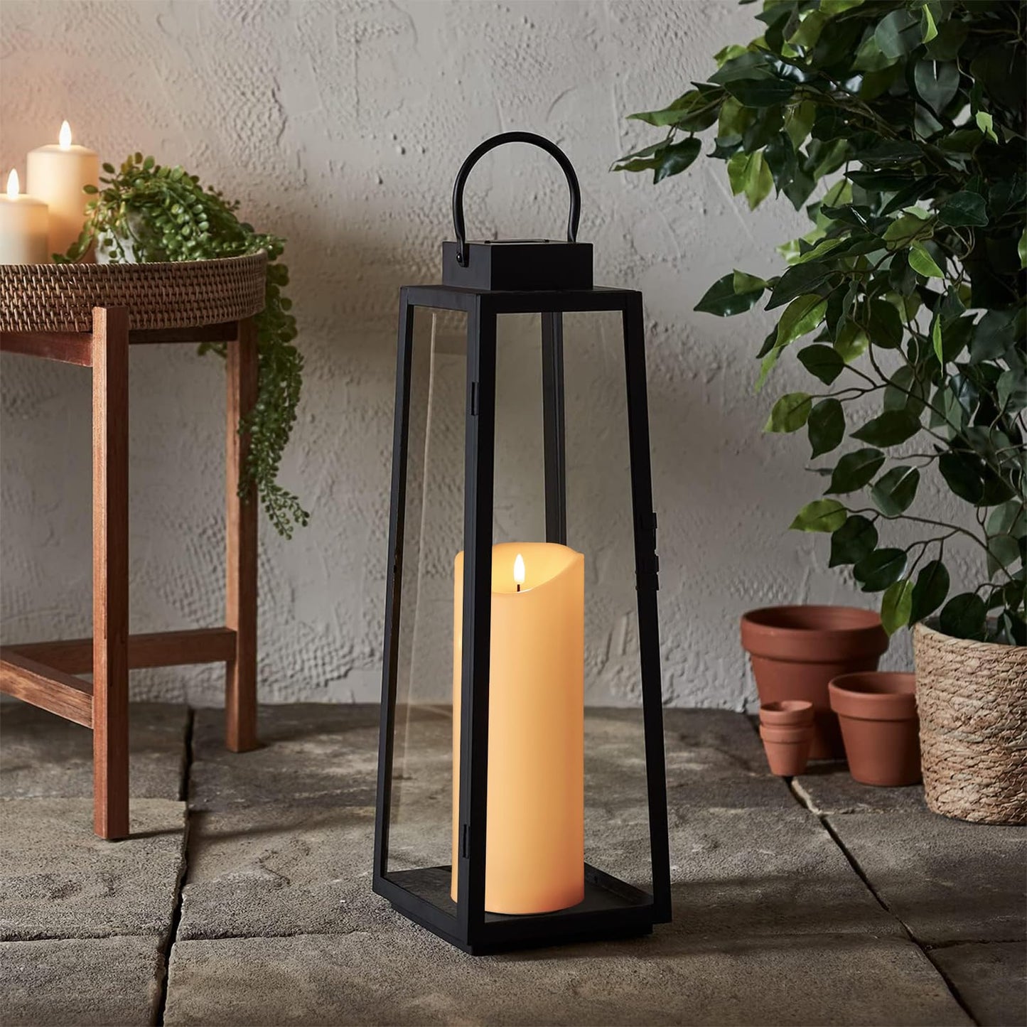 HJANDHJ Outdoor Candles with Timer, Waterproof, Large Flickering Flameless Candles with Remote, 4" x 12", Battery Operated, Long Lasting, Set of 2