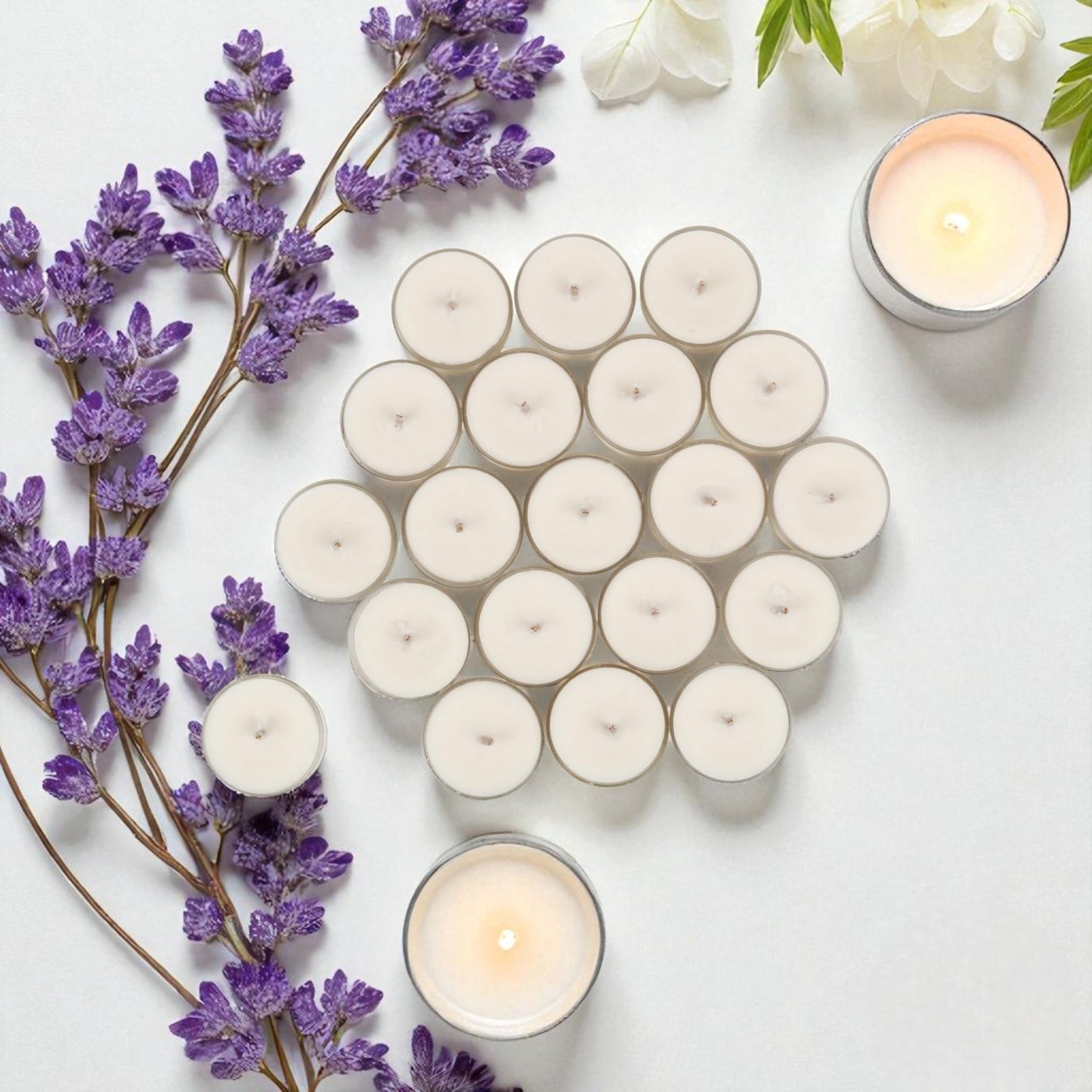 Ubab Handcrafted Scented Tealight Candle I Eco-Friendly Premium Soy Wax I Lavender Bliss I Set of 20 (38 cm X 15 cm)Tealights I 12 gm each I Upto 4.5 HRS Burn Time each I Premium Aromatherapy Candles