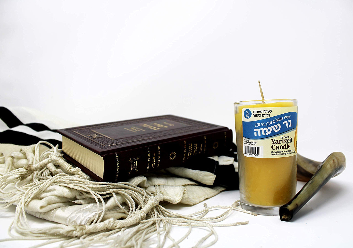 2 Day 100% Pure Beeswax Memorial Candle Burning Time 48 Hour Jewish Yahrtzeit Ner Neshama Yom Kippur in Glass Tumbler Holder [2 Pack] Kosher yizkor Candles