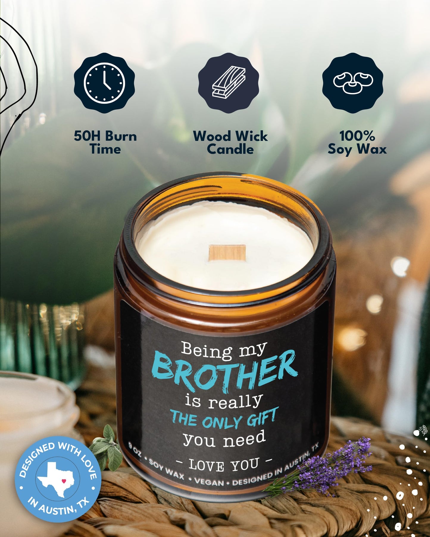 Being My Brother is the Only Gift You Need Candle, Funny Brother Gifts from Sister, Funny Birthday Gifts for Him, Adult Brother Birthday Presents from Sister Unique, Ideal Present for Christmas