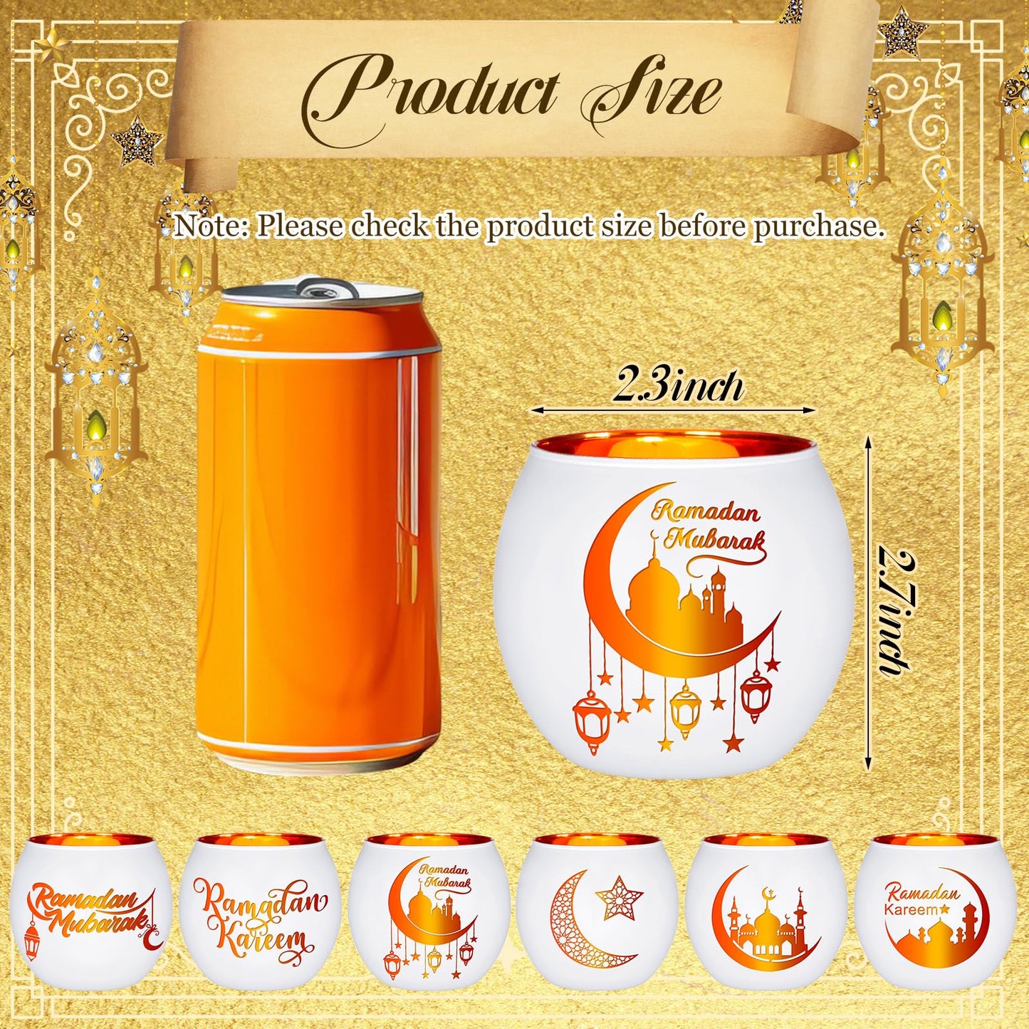 FoldTier 6 Pcs Ramadan Table Decor Ramadan Mubarak Candle Holders Glass Eid Mosque Decoration Votive Tealight Candle Holders for Muslim Gift Tabletop Centerpieces Islamic Party Home Decoration