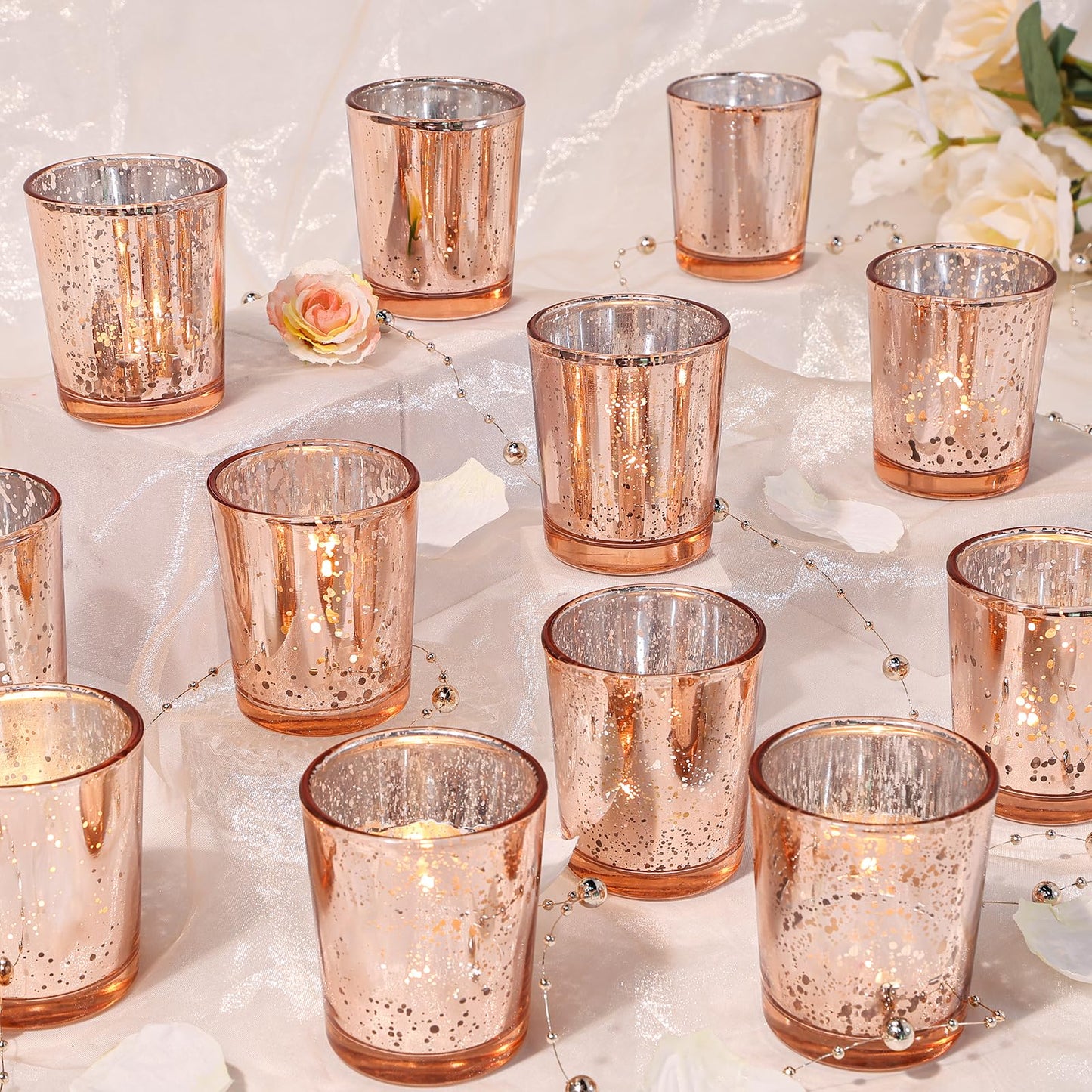 12pcs Floating Candle Vases and 24pcs Tealight Candle Holder, Glass Centerpieces for Tables, Hurricane Candle Holders for Table, Home Décor